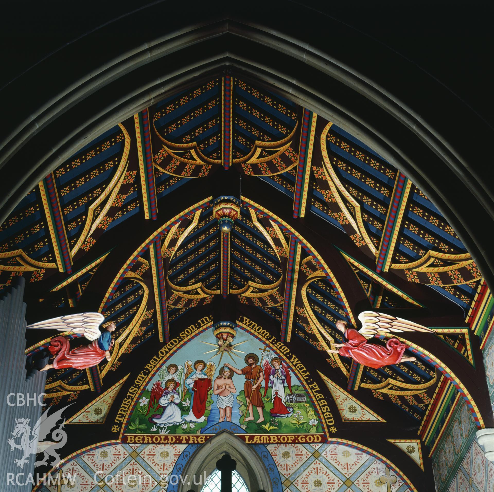 RCAHMW colour transparency showing St John's Church, Penymynydd taken by A.J. Parkinson, 1987.