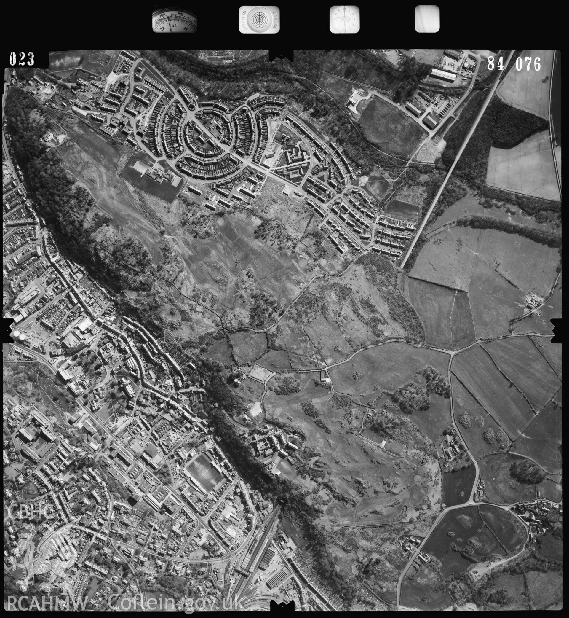 Digitized copy of an aerial photograph showing Upper Bangor area, taken by Ordnance Survey, 1984.