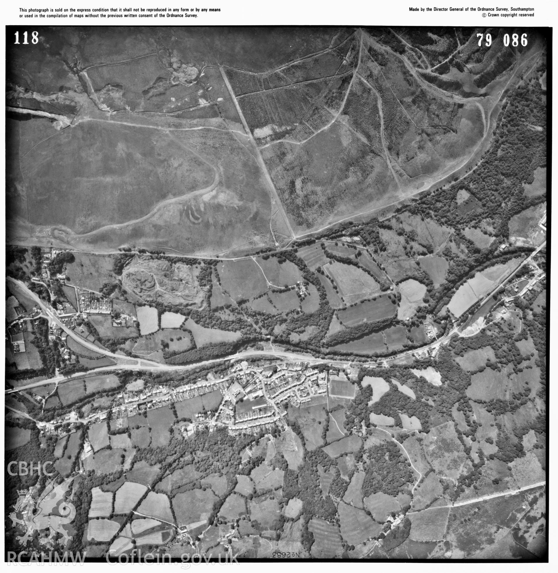 Digitized copy of an aerial photograph showing Abercraf area, taken by Ordnance Survey, 1979.