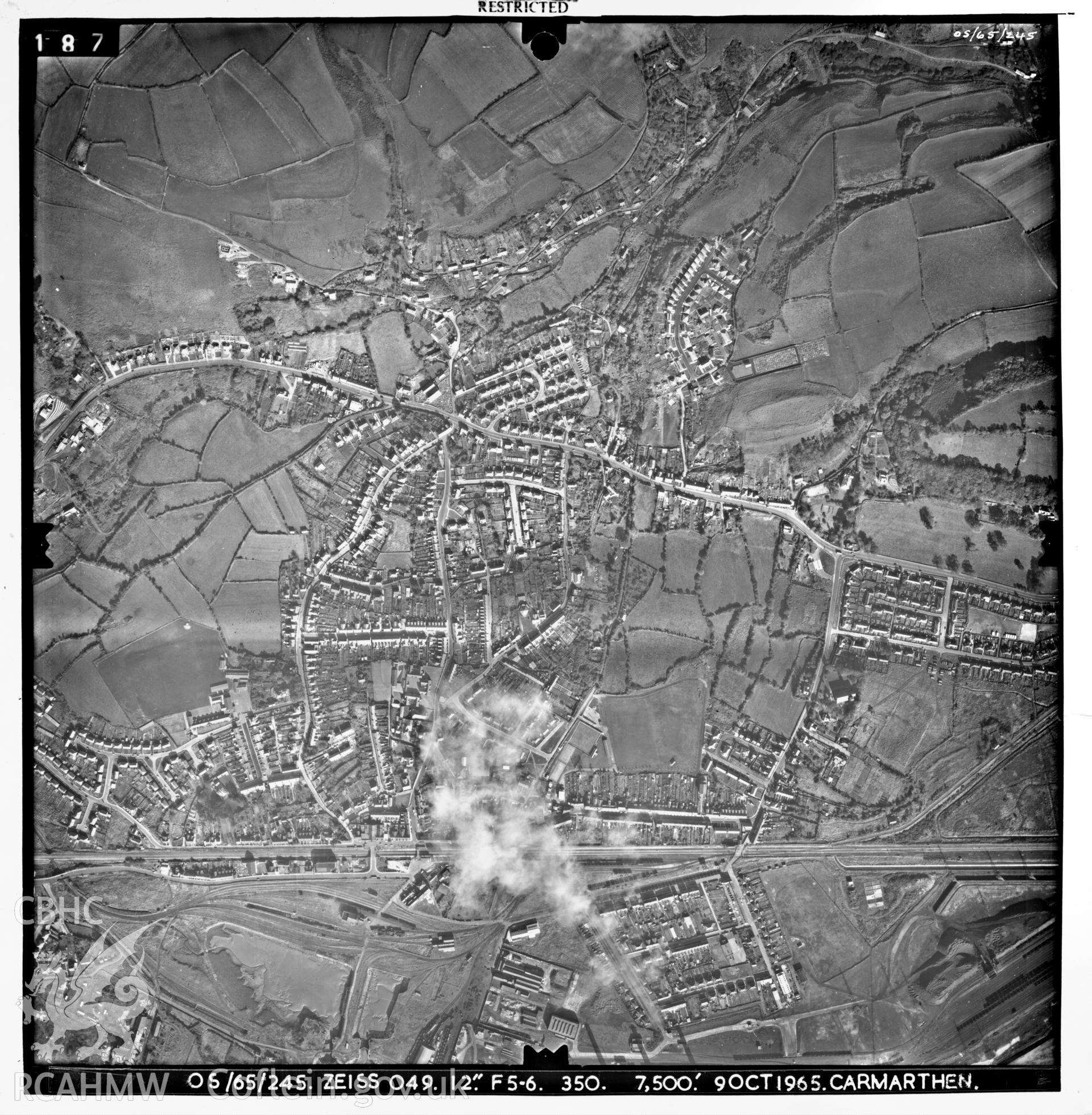Digitized copy of an aerial photograph showing Burry Port area, taken by Ordnance Survey, 1965