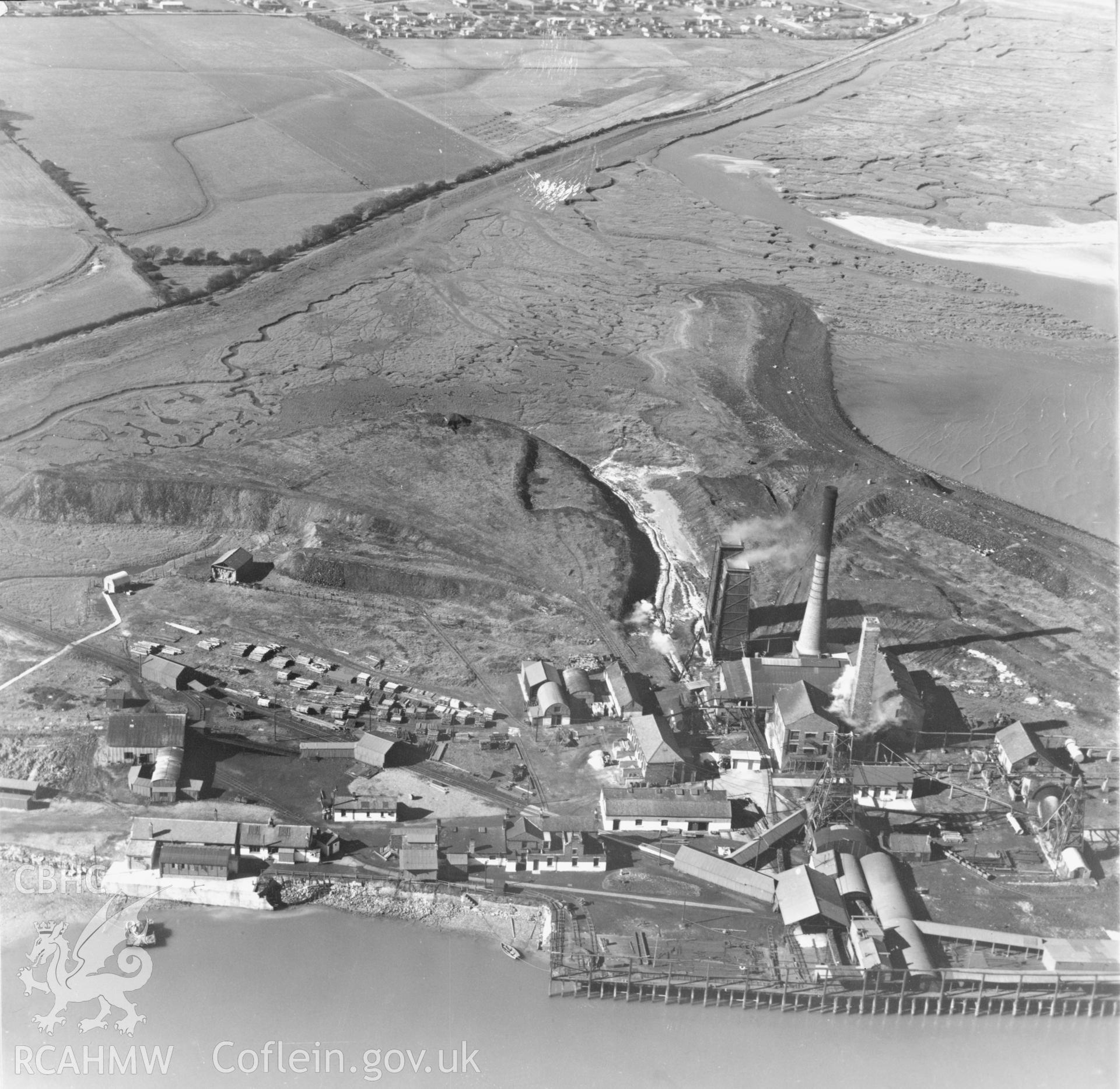 Black and white oblique aerial photograph showing Point of Air Colliery, from Aerofilms album no. W17 (Flints M-Z), taken by Aerofilms Ltd and dated 1950.