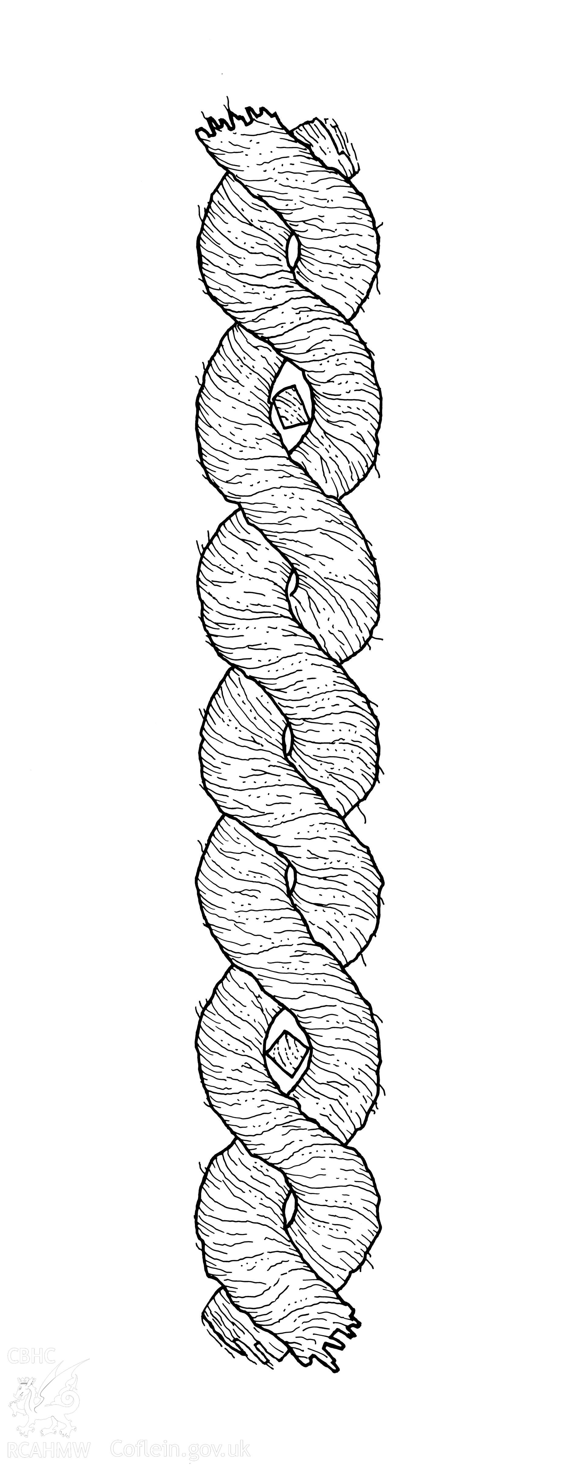 Detail drawing showing a section of straw rope,  produced by C.W. Green, RCAHMW, 2008