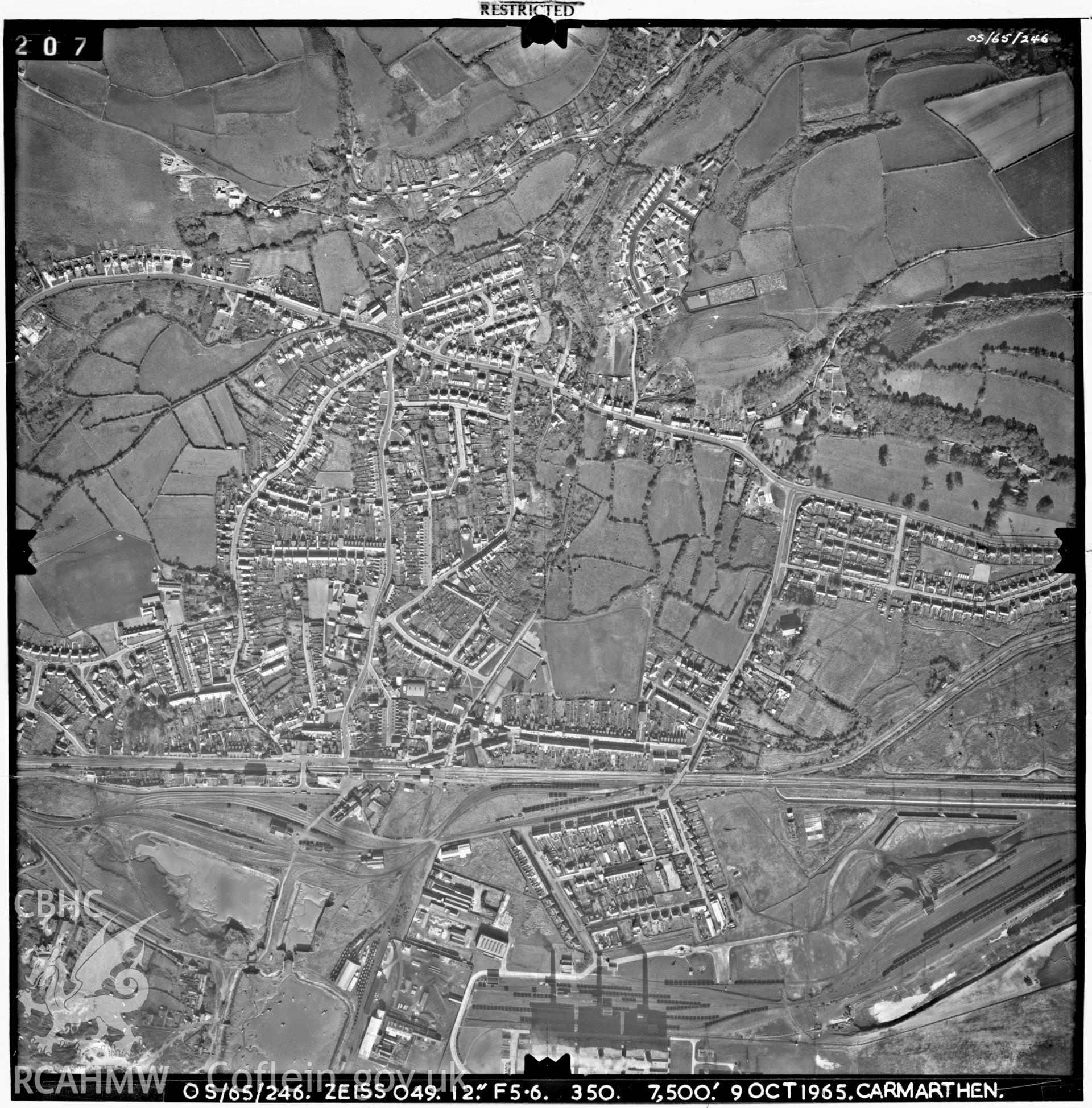 Digitized copy of an aerial photograph showing Burry Port area, taken by Ordnance Survey, 1965