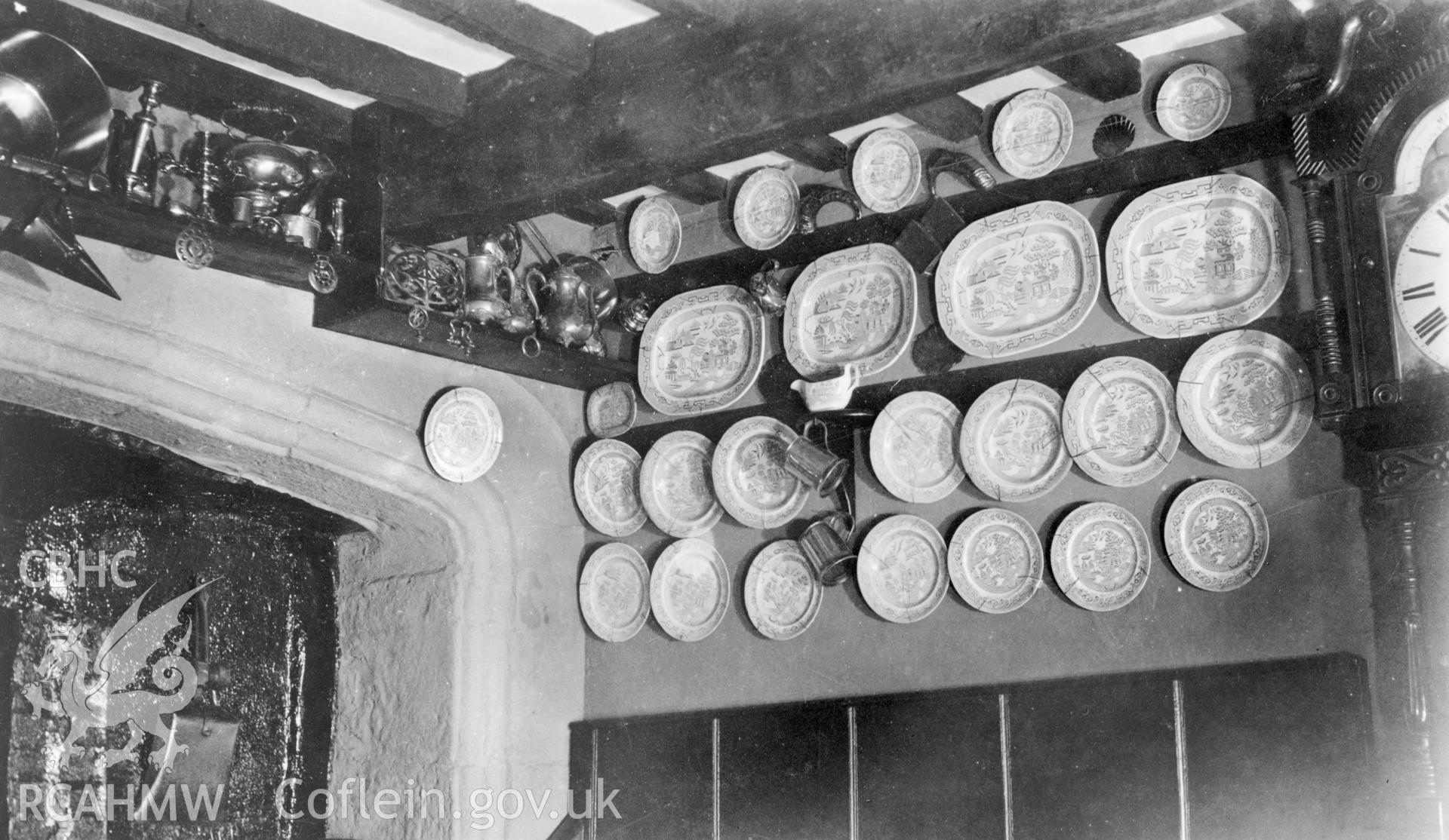 View of kitchen fireplace