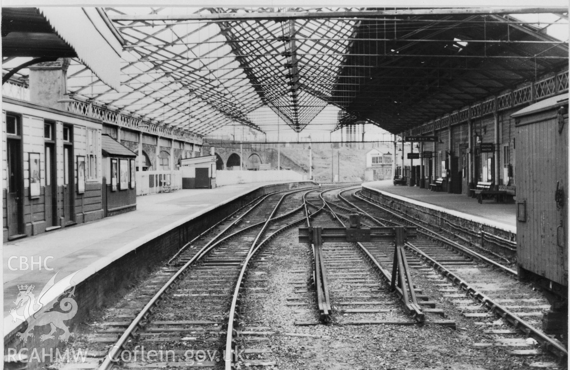 Digitized copy of a photograph/postcard  showing Victoira Railway Station at Swansea copied from the Rokeby Collection.