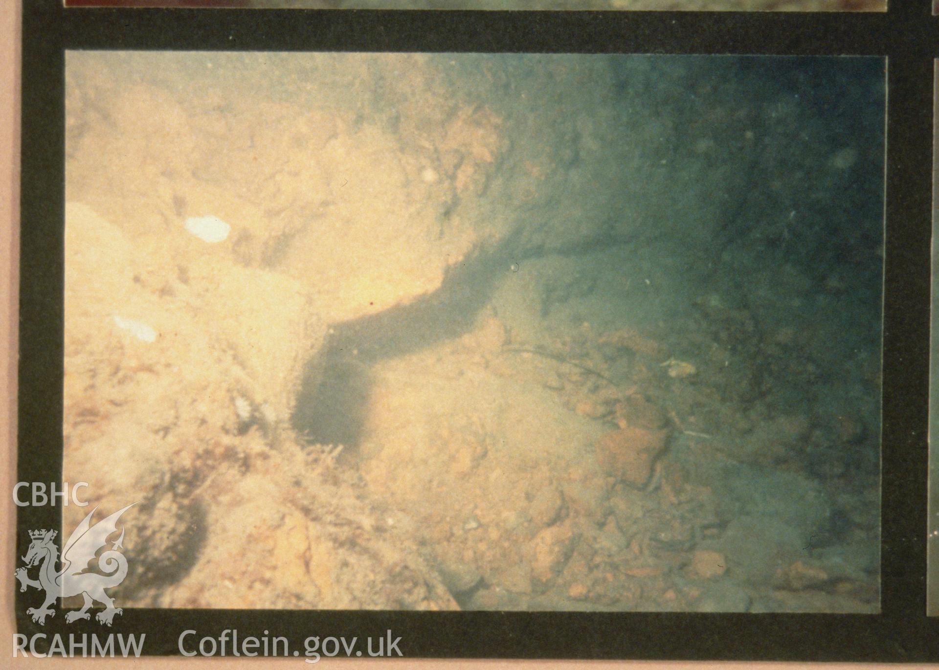 Colour slide of site under water, from a survey of the Mary designated shipwreck, courtesy of National Museums, Liverpool (Merseyside Maritime Museum)