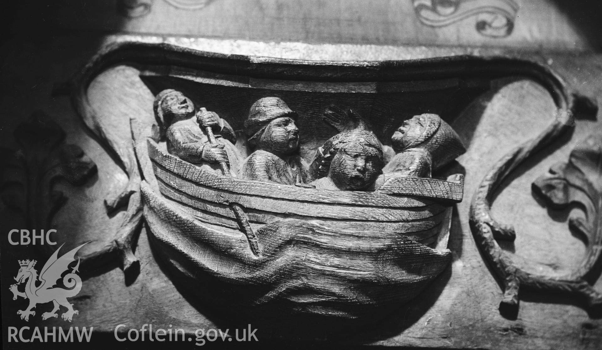 Pilgrims in a boat misericord