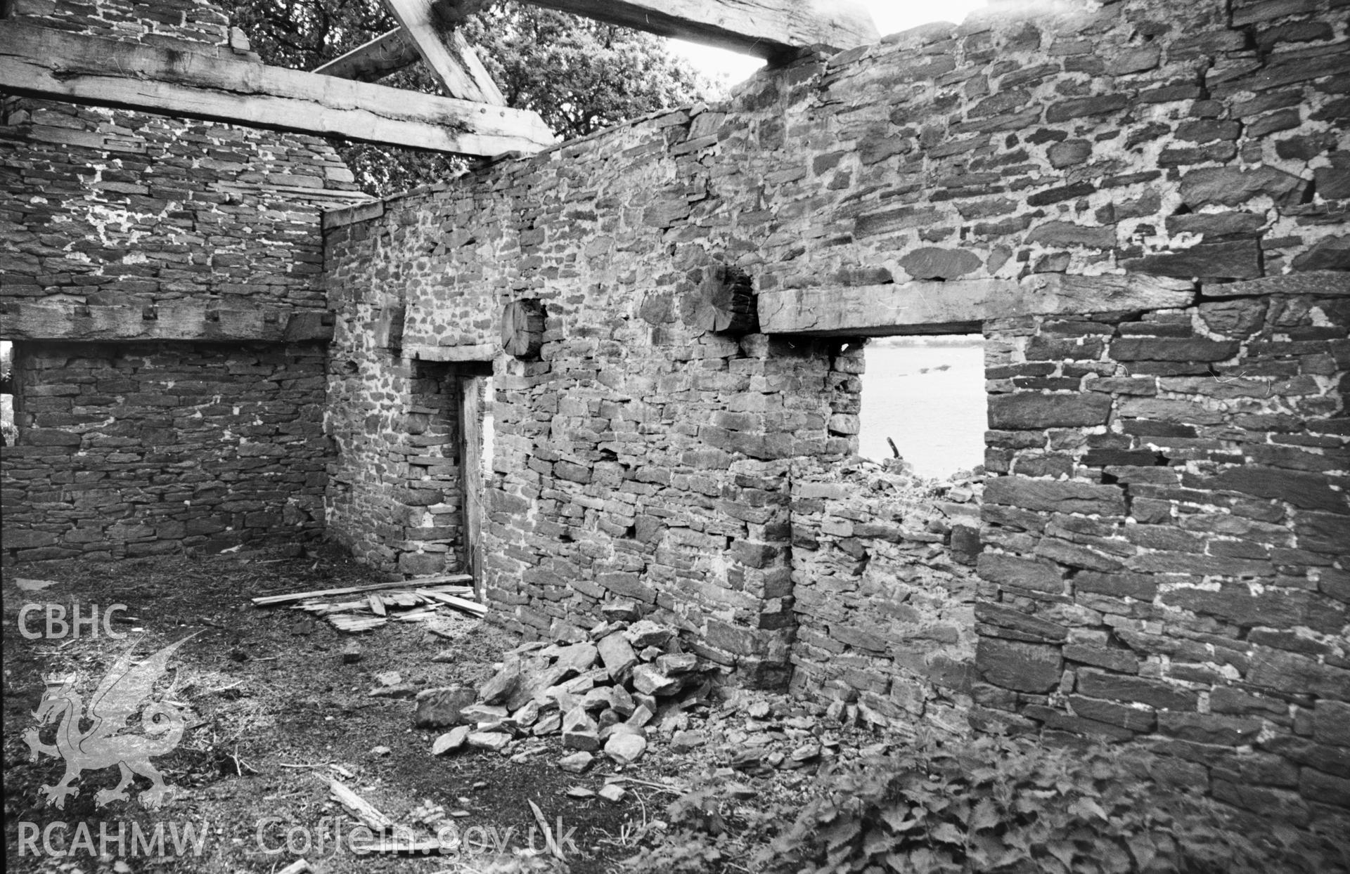 Interior - doorways in South wall with beam stubs. NA/BR/94/029