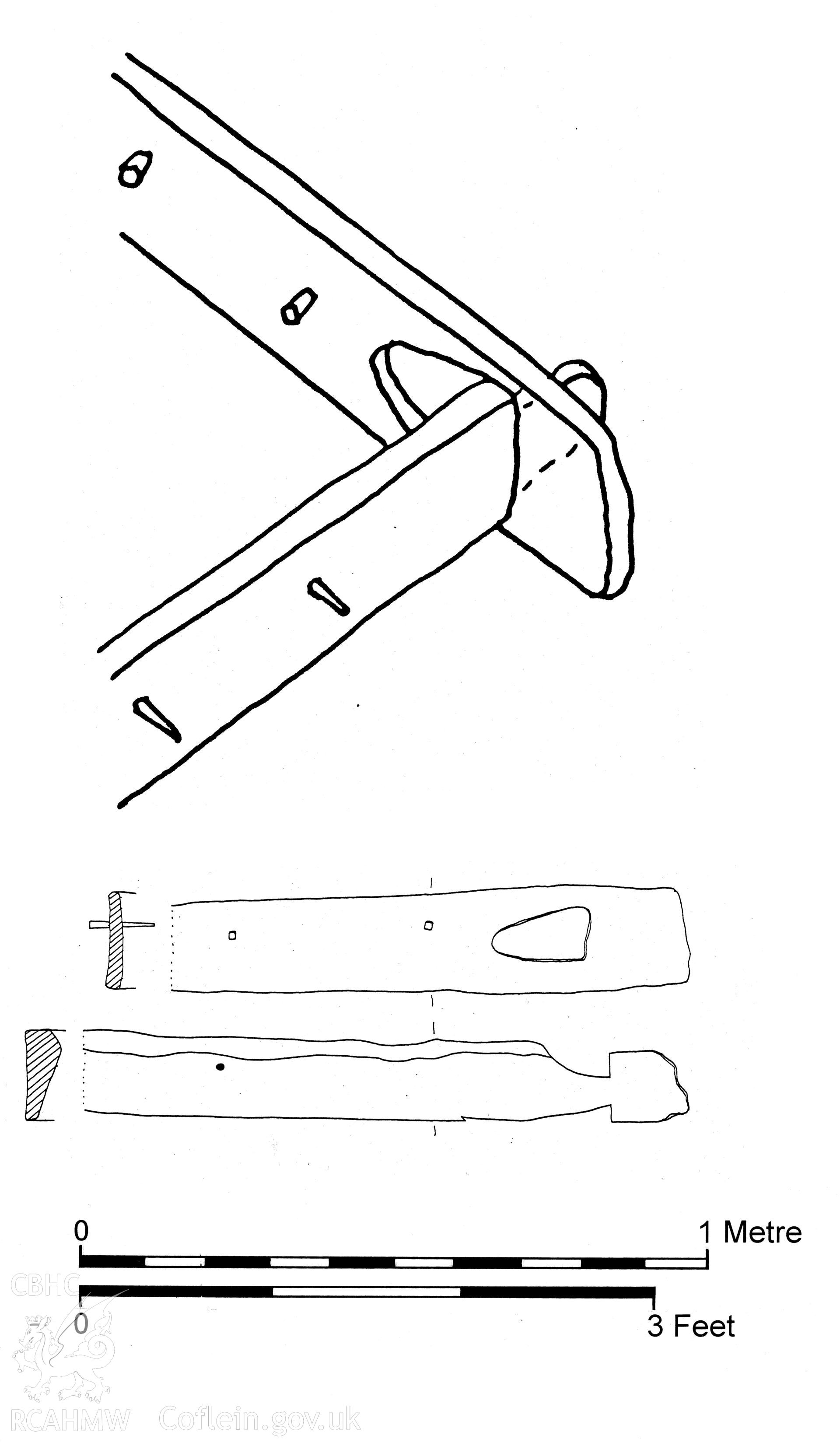 Detail drawing showing ridge detail,  produced by C.W. Green, RCAHMW, 2007