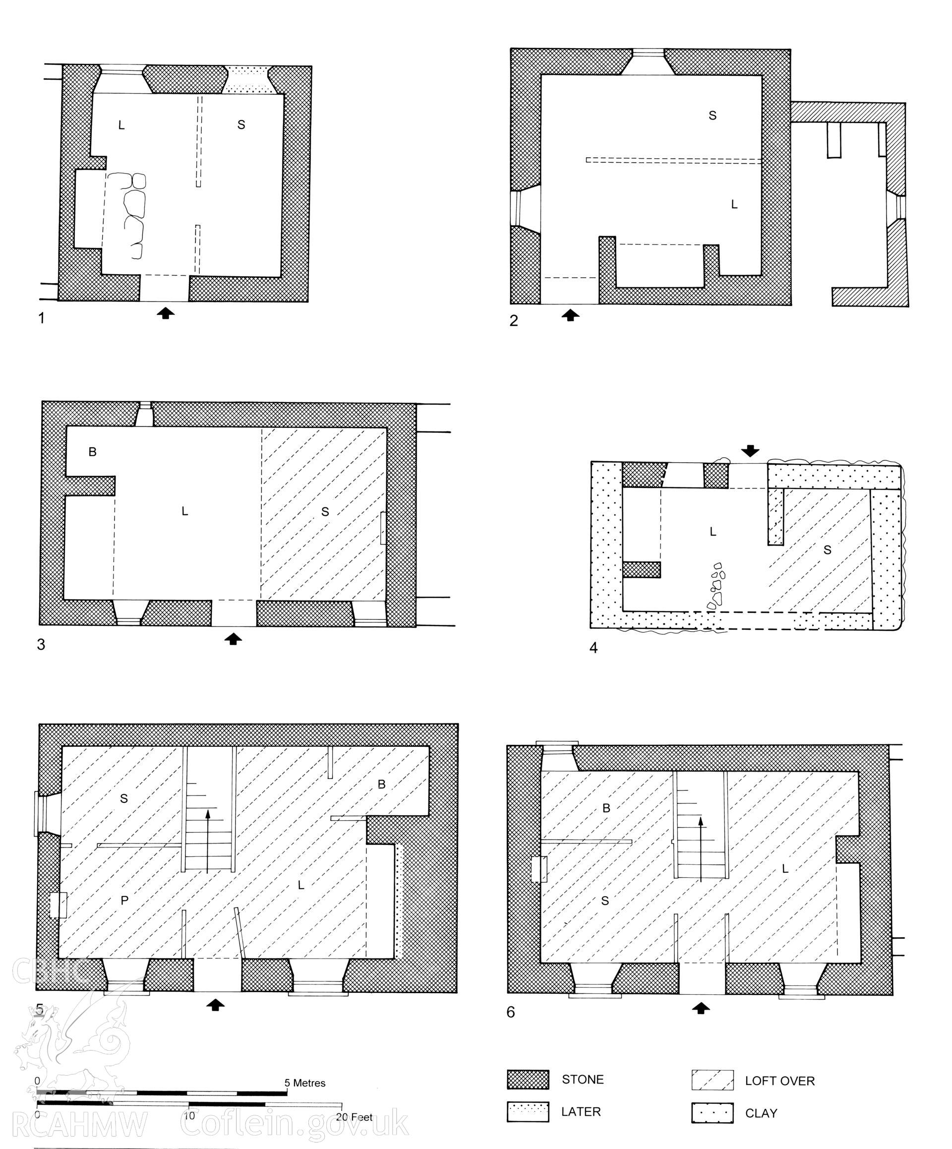 Cottages at Mynytho, Llanengan; measured plans produced by C.W. Green, RCAHMW, 2008.