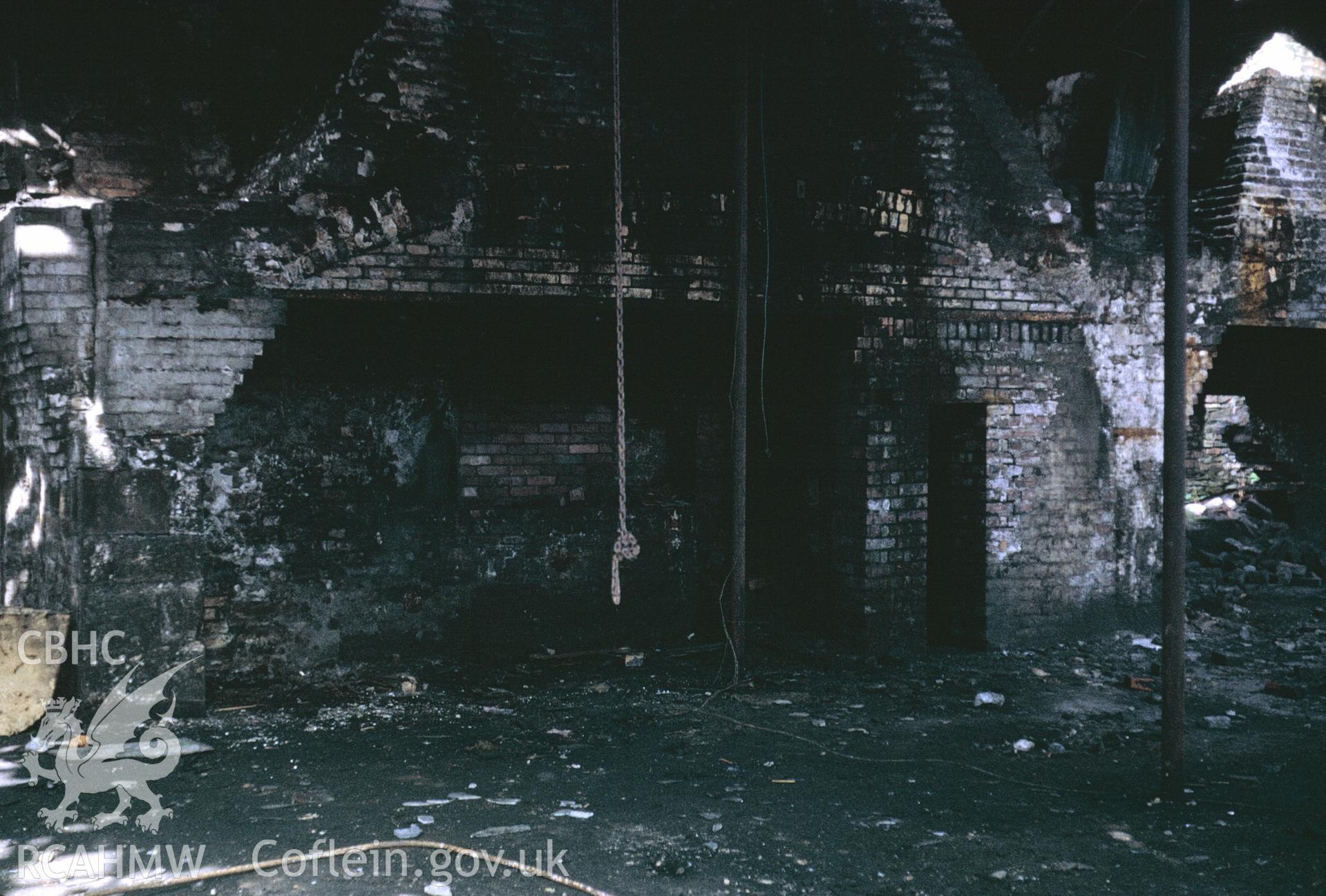 35mm colour slide of tinning bay at Morfa Tinplate Works, Llanelli, Carmarthenshire, by Dylan Roberts.