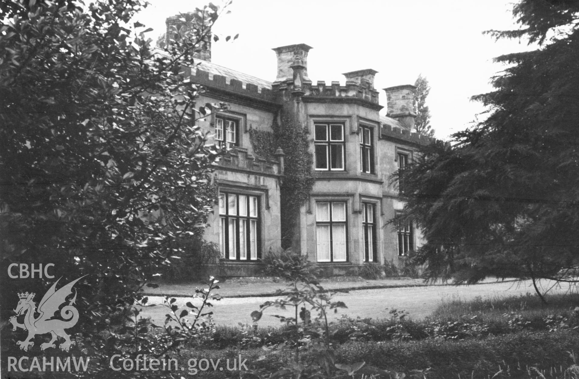 Exterior view of Preswylfa, Mold taken by Sandra Blutman c.1968.