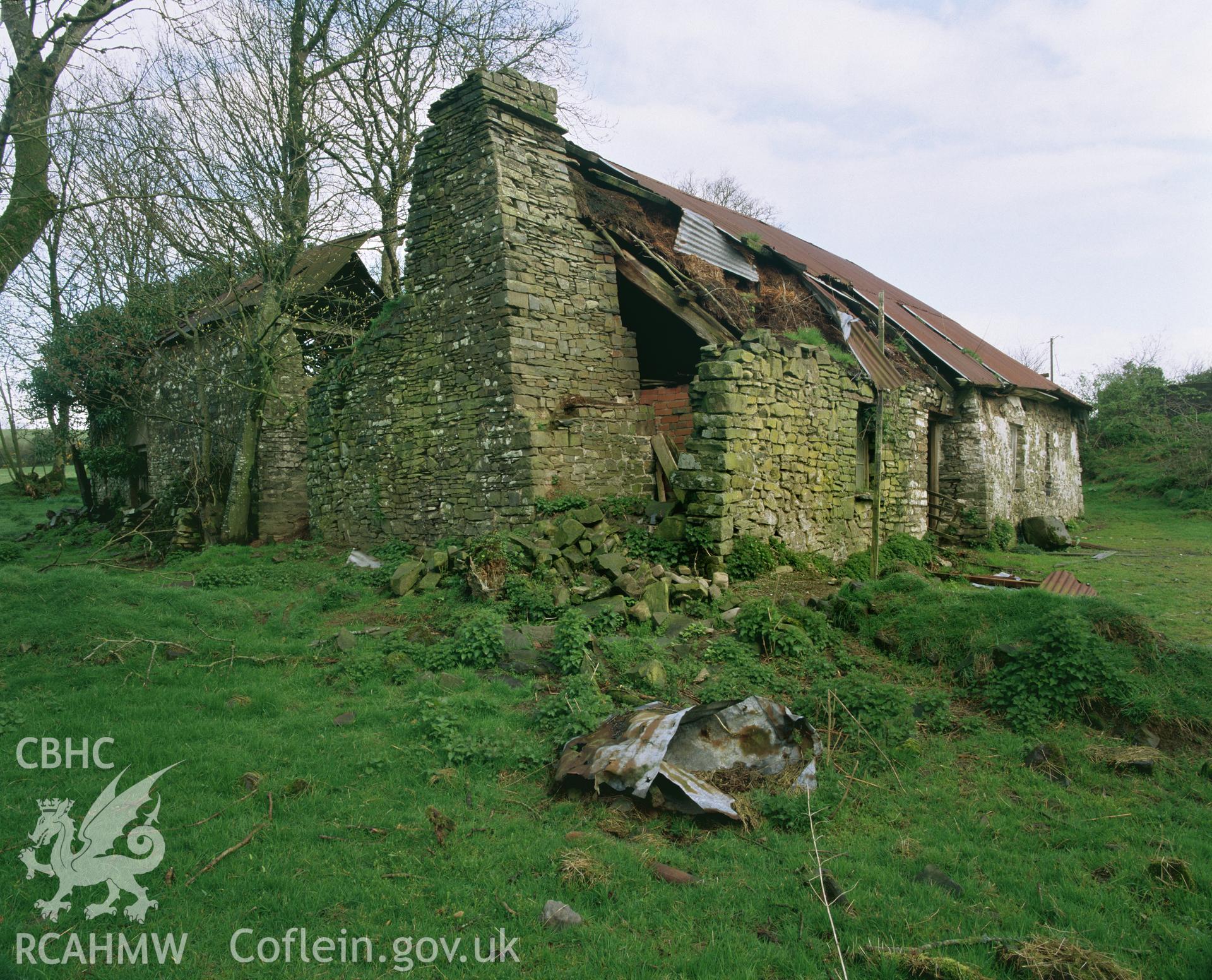 Colour transparency showing Ynys Felen Farmhouse, Llanfihangel Ystrad, produced by Iain Wright, June 2004