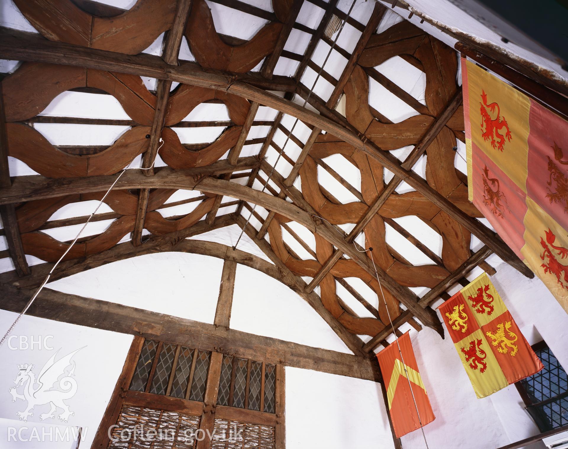 RCAHMW colour transparency showing interior view of the roof at Parliament House, Machynlleth, taken by I.N. Wright, 2004