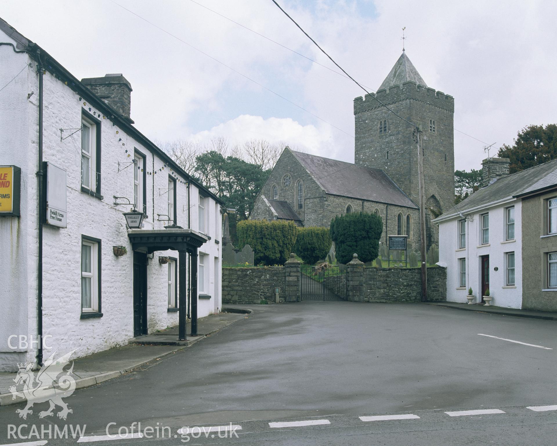 Colour transparency showing view of the centre of Llanddewi Brefi, produced by Iain Wright, June 2004