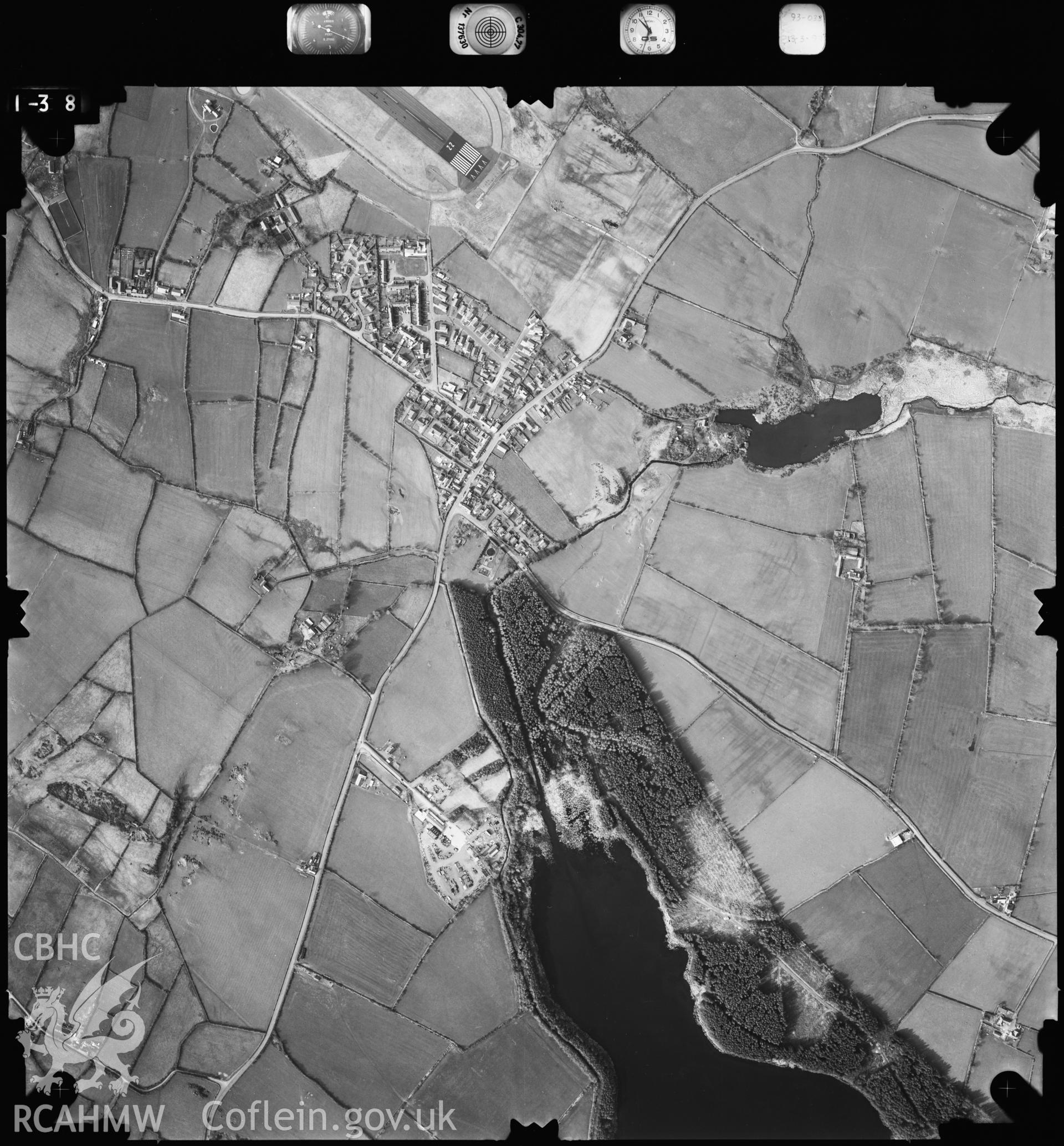 Digitized copy of an aerial photograph showing Felin Frogwy area, Bodfwrdd taken by Ordnance Survey, 1993.