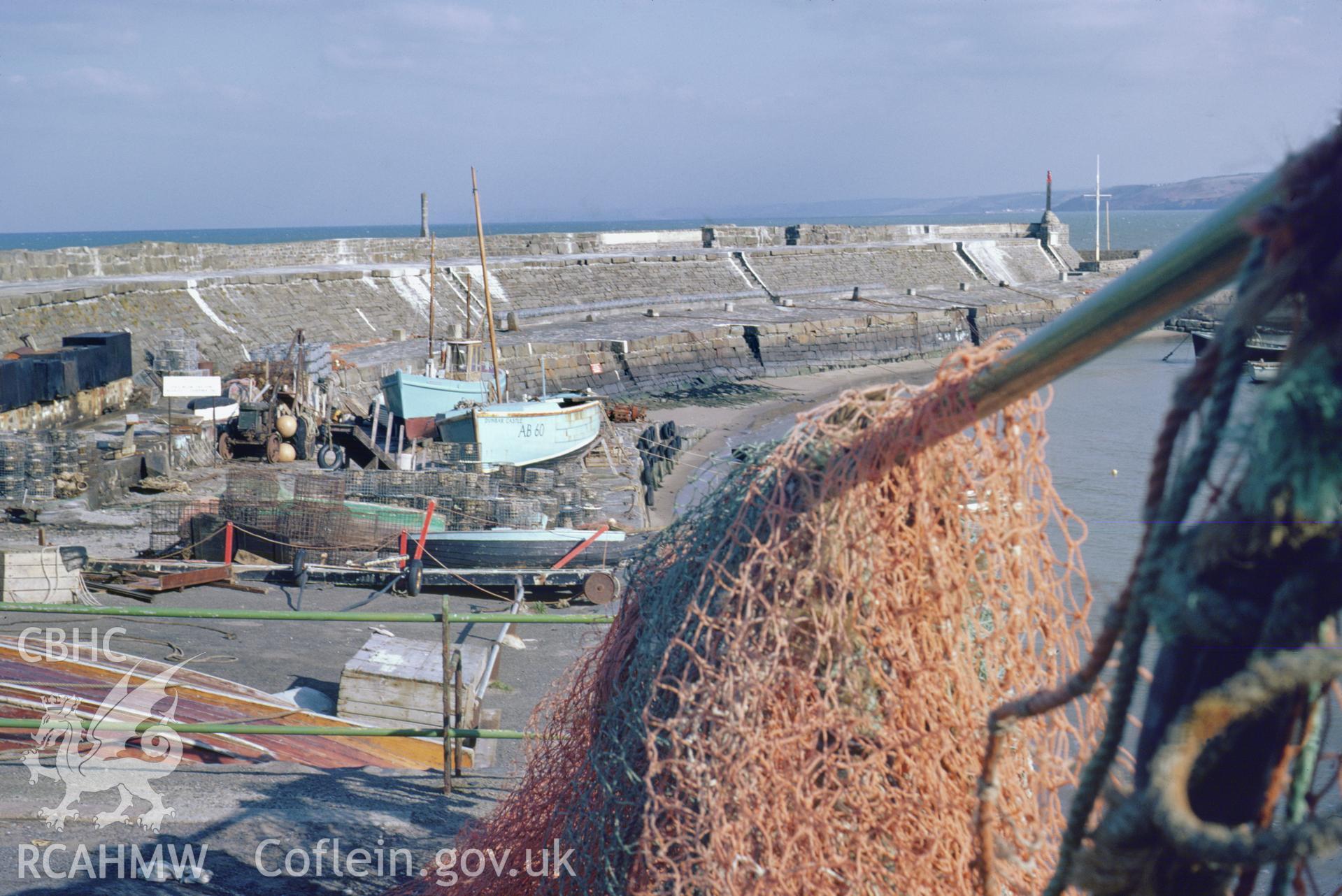 Colour 35mm slide of New Quay Harbour, Ceredigion, by Dylan Roberts.