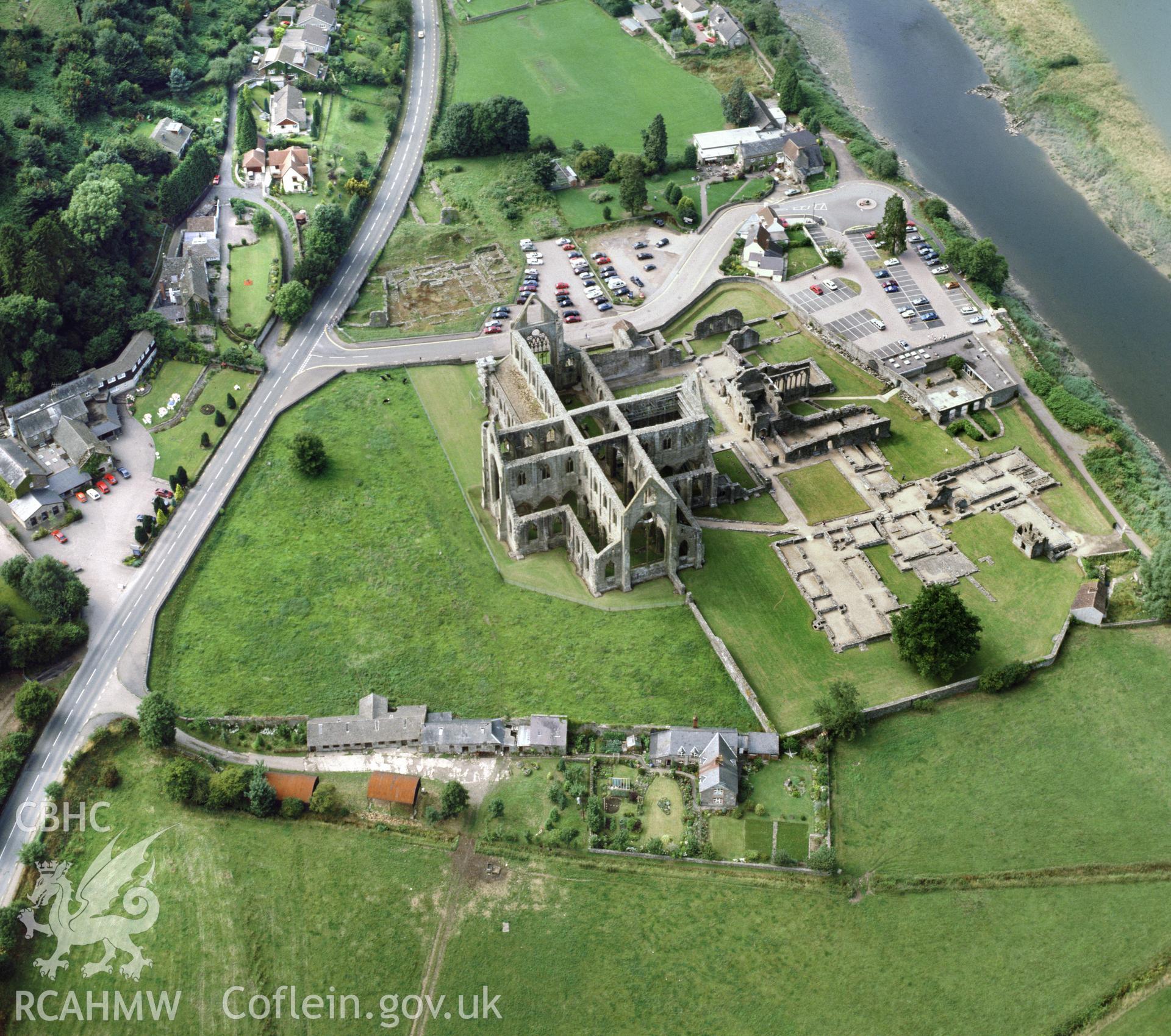 RCAHMW colour oblique aerial photograph of Tintern Abbey, taken by C.R. Musson, 05/08/94