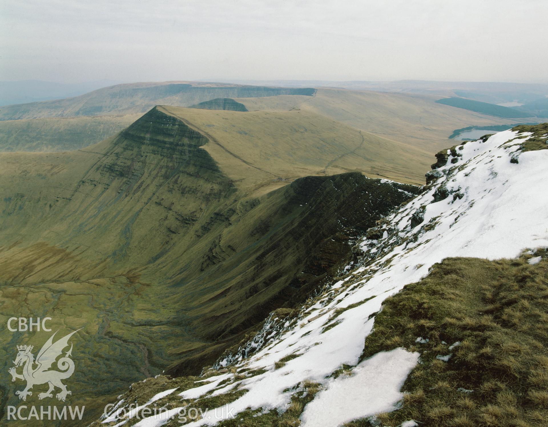 RCAHMW colour transparency showing Fan y Byg from Pen y Fan taken by I.N. Wright, 1981.