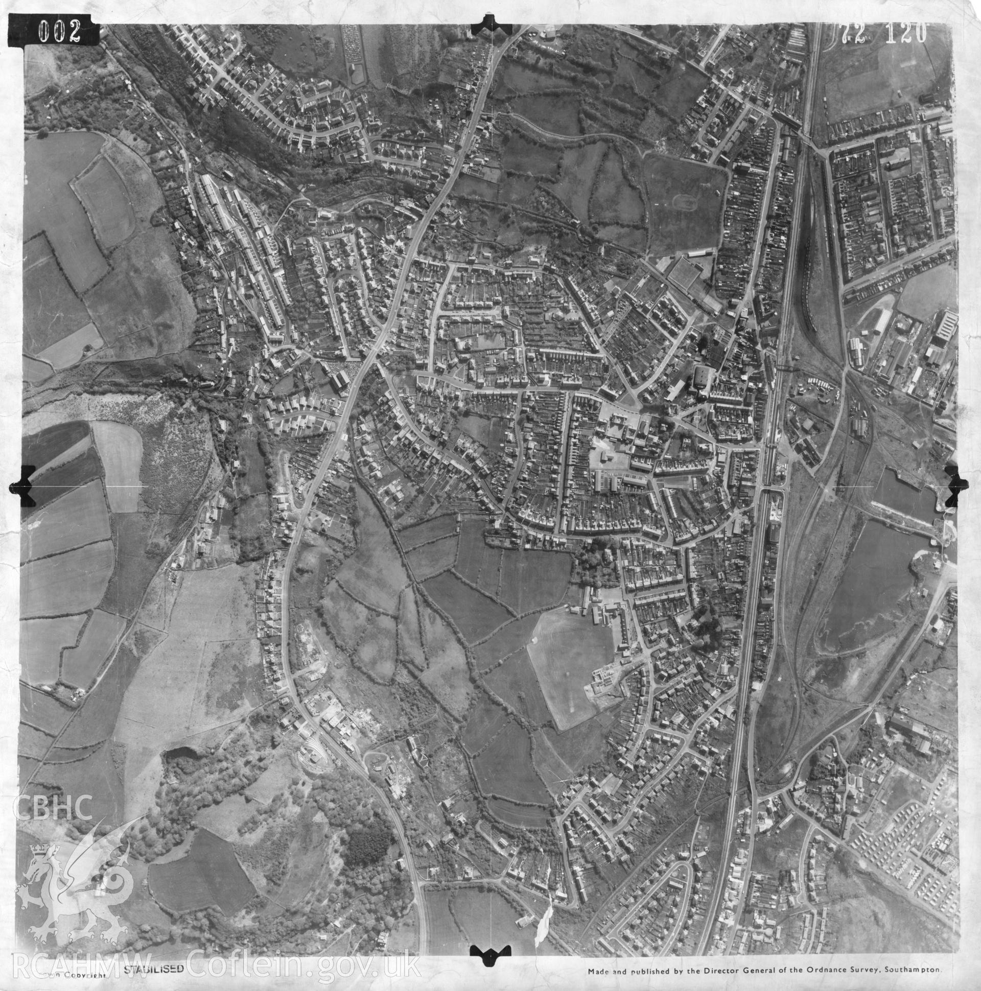 Digitized copy of an aerial photograph showing Burry Port area, taken by Ordnance Survey, 1972.