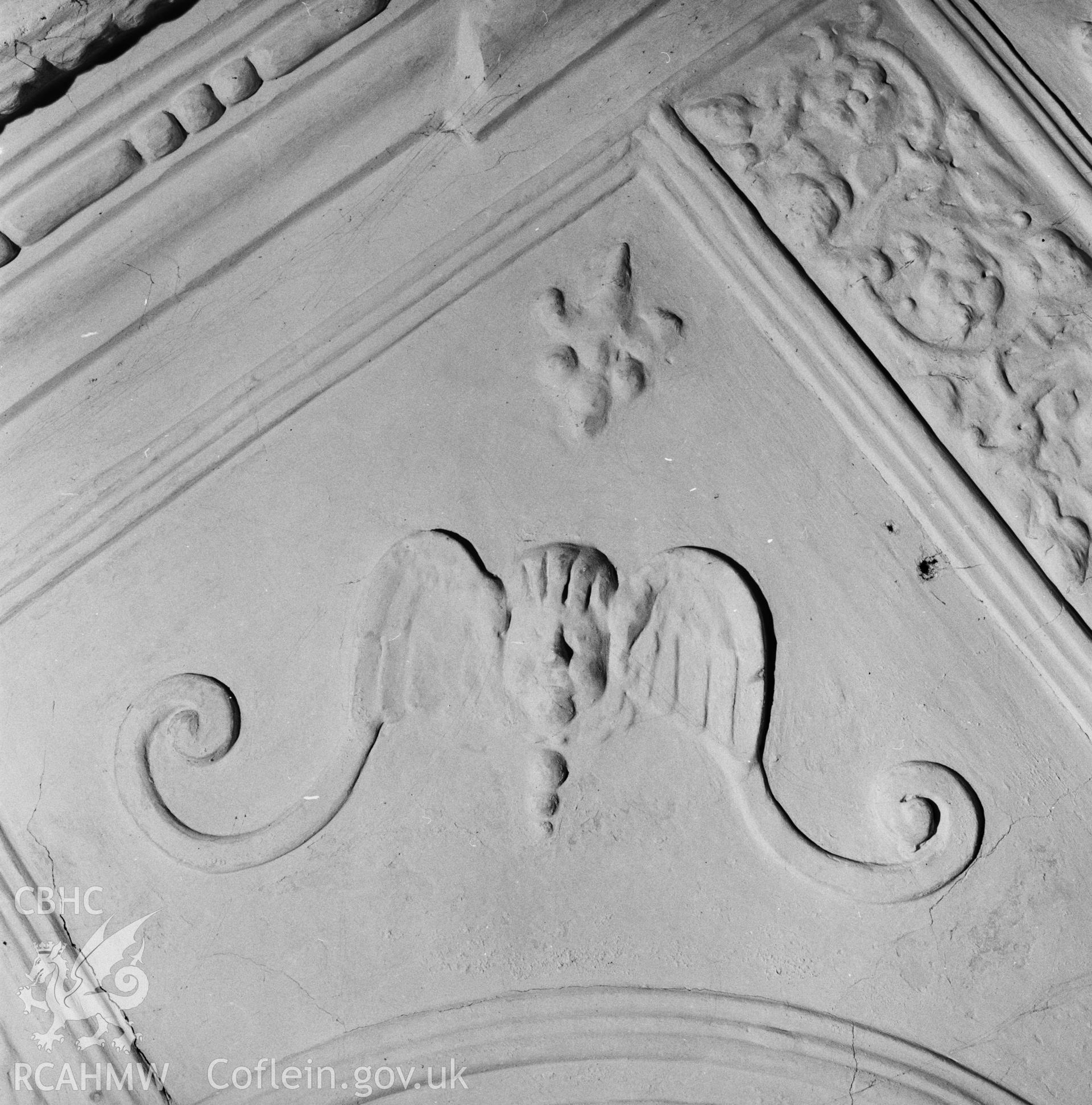 Interior, detail of ceiling in south room