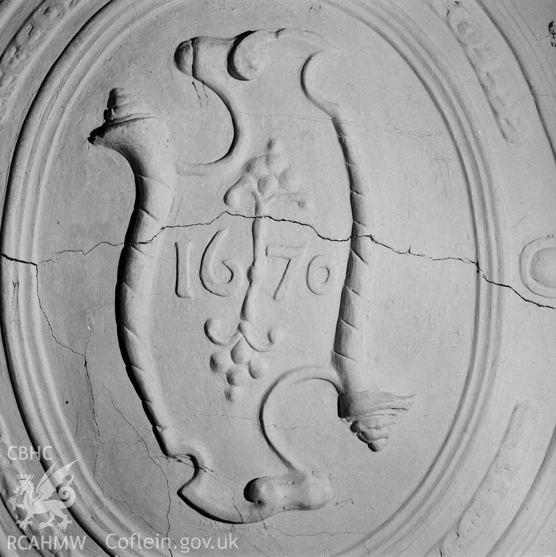 Interior, detail of ceiling in south room