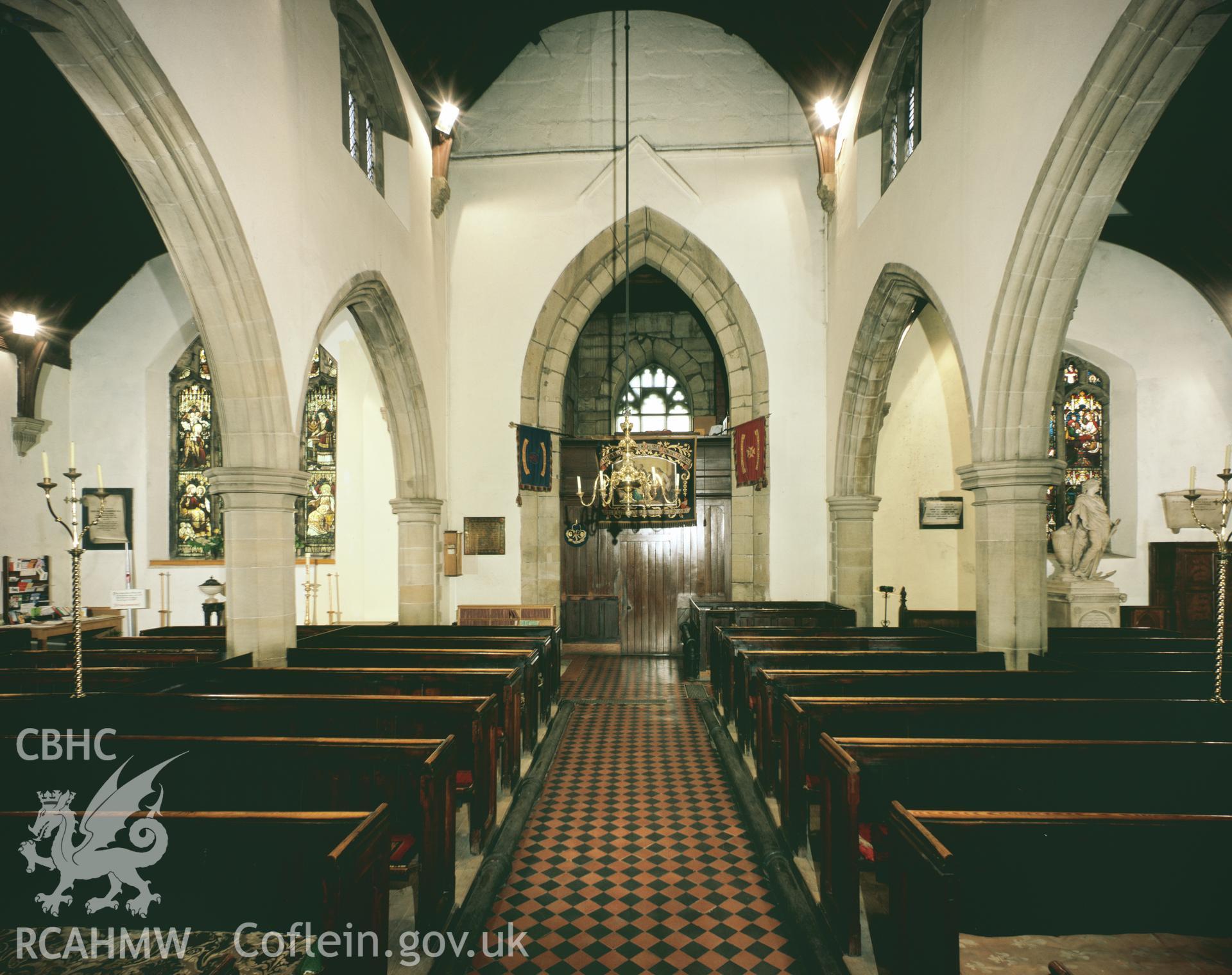 RCAHMW colour transparency showing interior view of Ruabon Church taken by I.N. Wright, 1979
