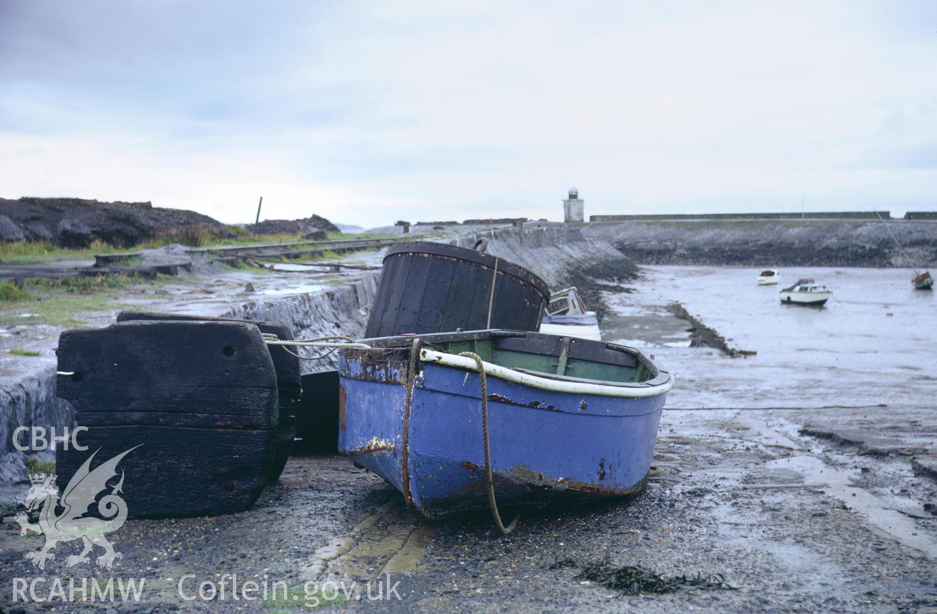 35mm colour slide showing Burry Port Outer Harbour, Carmarthenshire,  by Dylan Roberts.