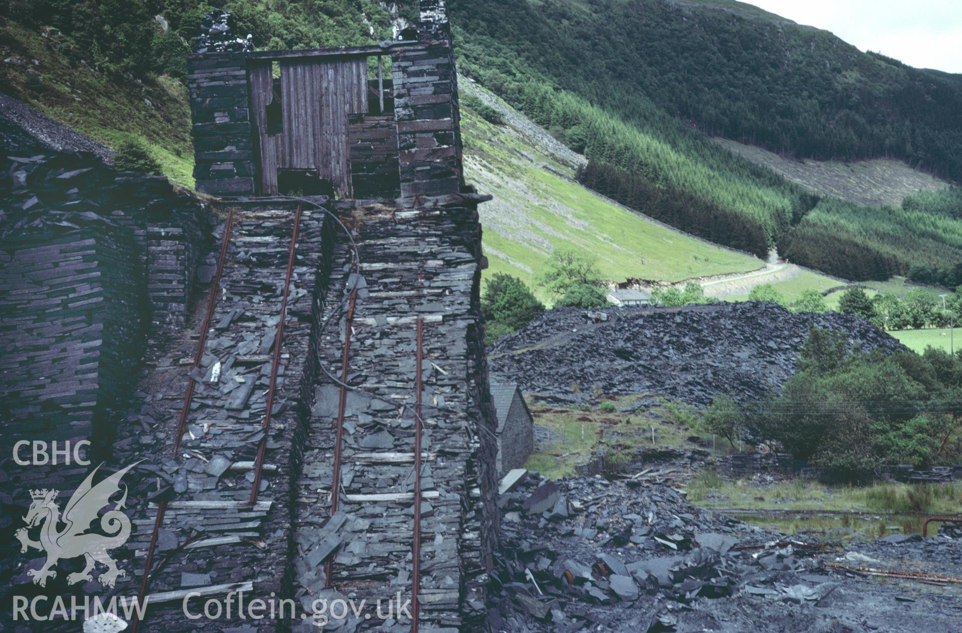 35mm colour slide showing Aberllefenni Slate Quarry, Merionethshire by Dylan Roberts, undated.