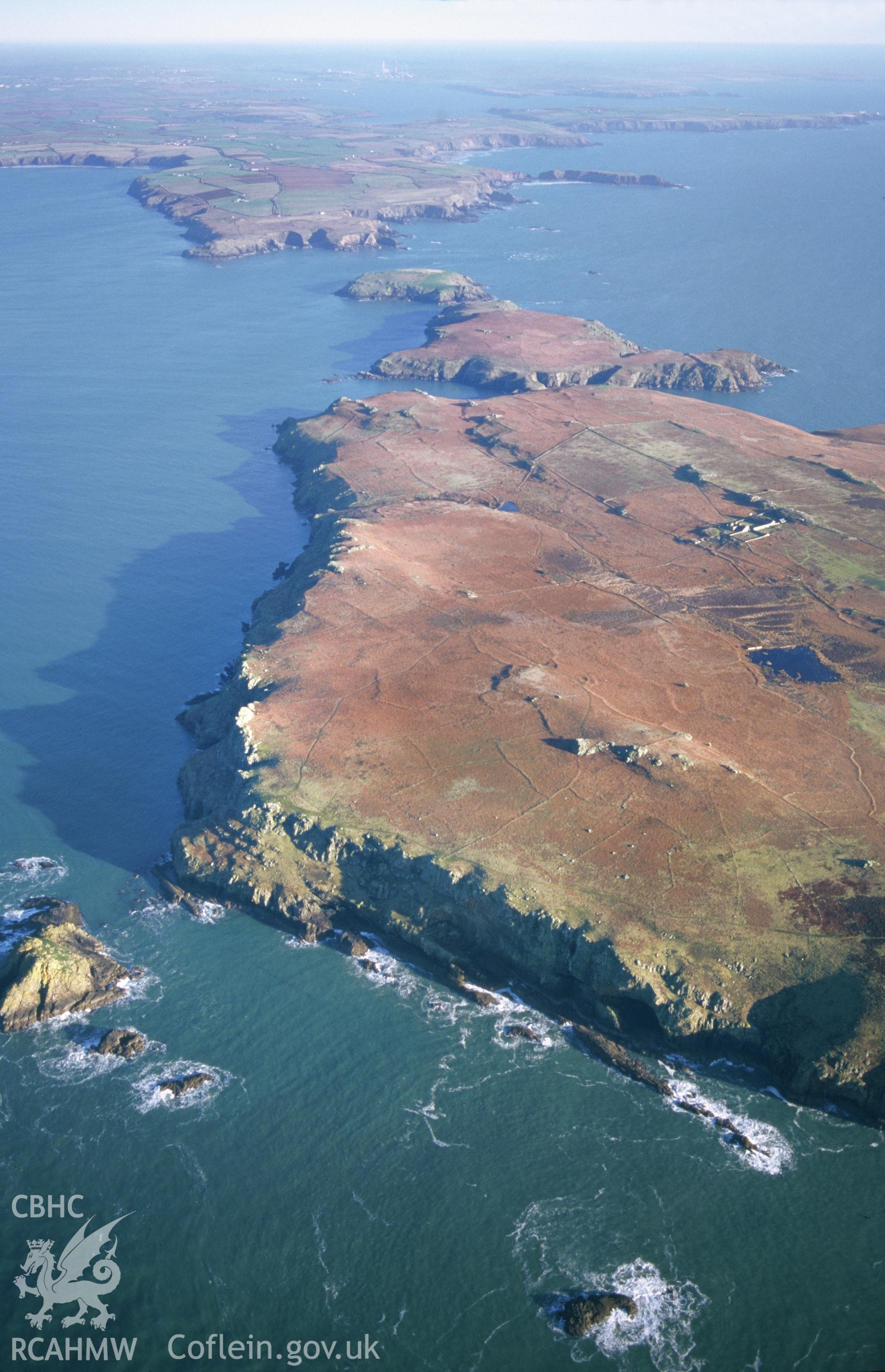 Slide of RCAHMW colour oblique aerial photograph of Skomer, taken by T.G. Driver, 2001.