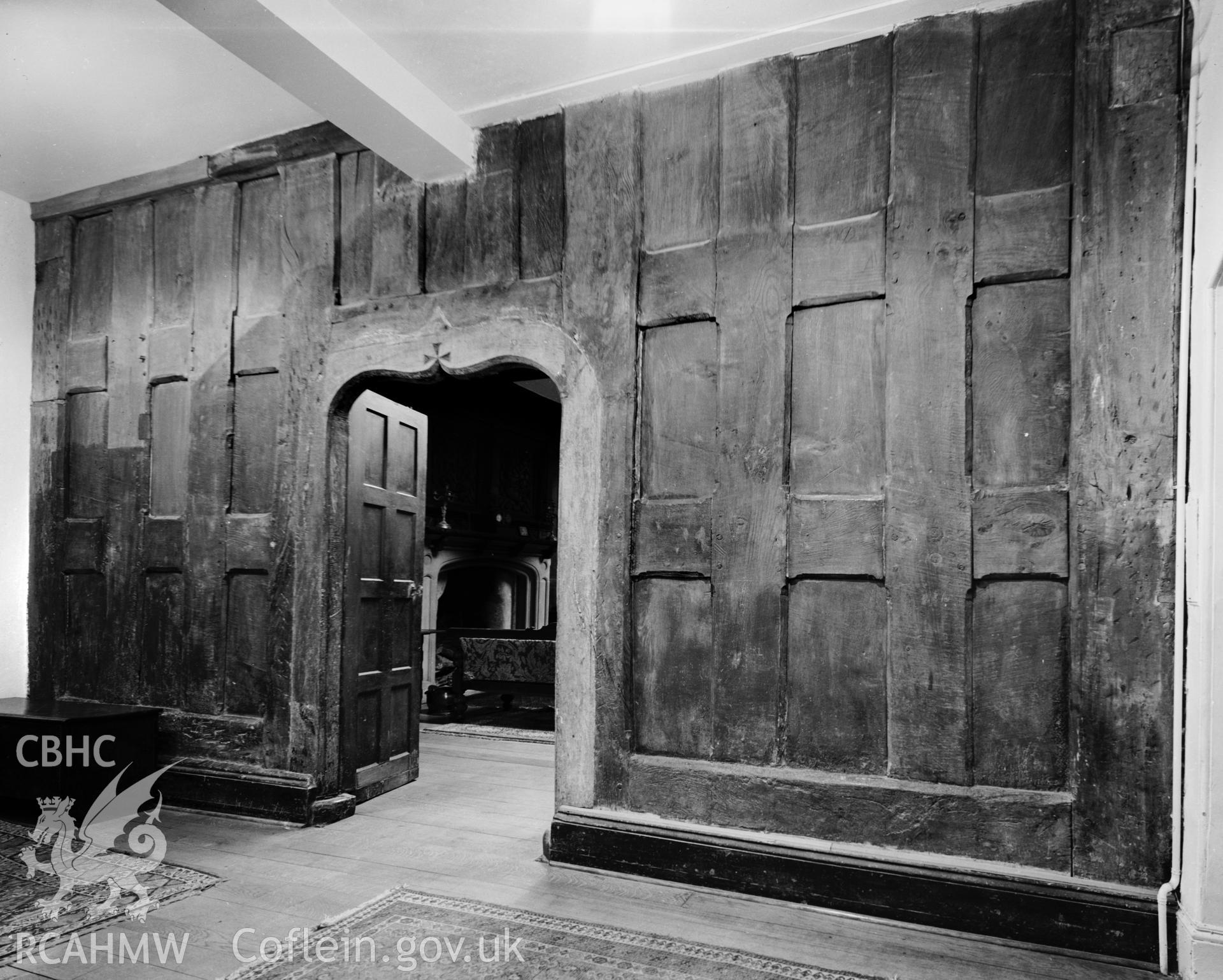 Interior view, doorway and panelling