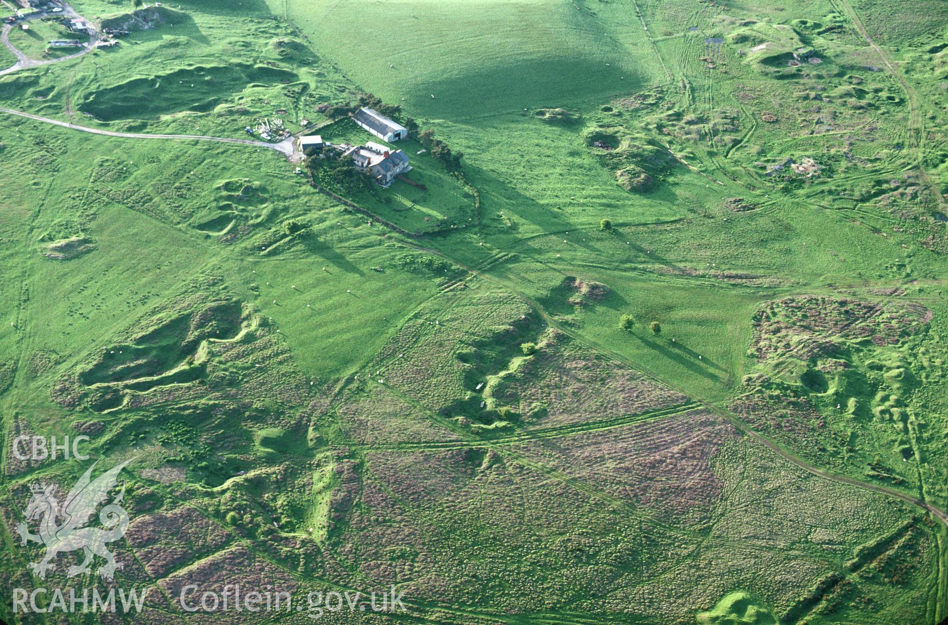Slide of RCAHMW colour oblique aerial photograph of Halkyn Mine, taken by C.R. Musson, 21/5/1993.