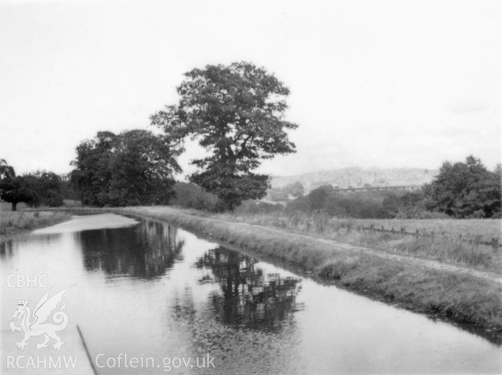 Llangollen Canal; digitized copy of a circa 1940 black and white photograph taken from a photo album loaned for copying by Anne Eastham.