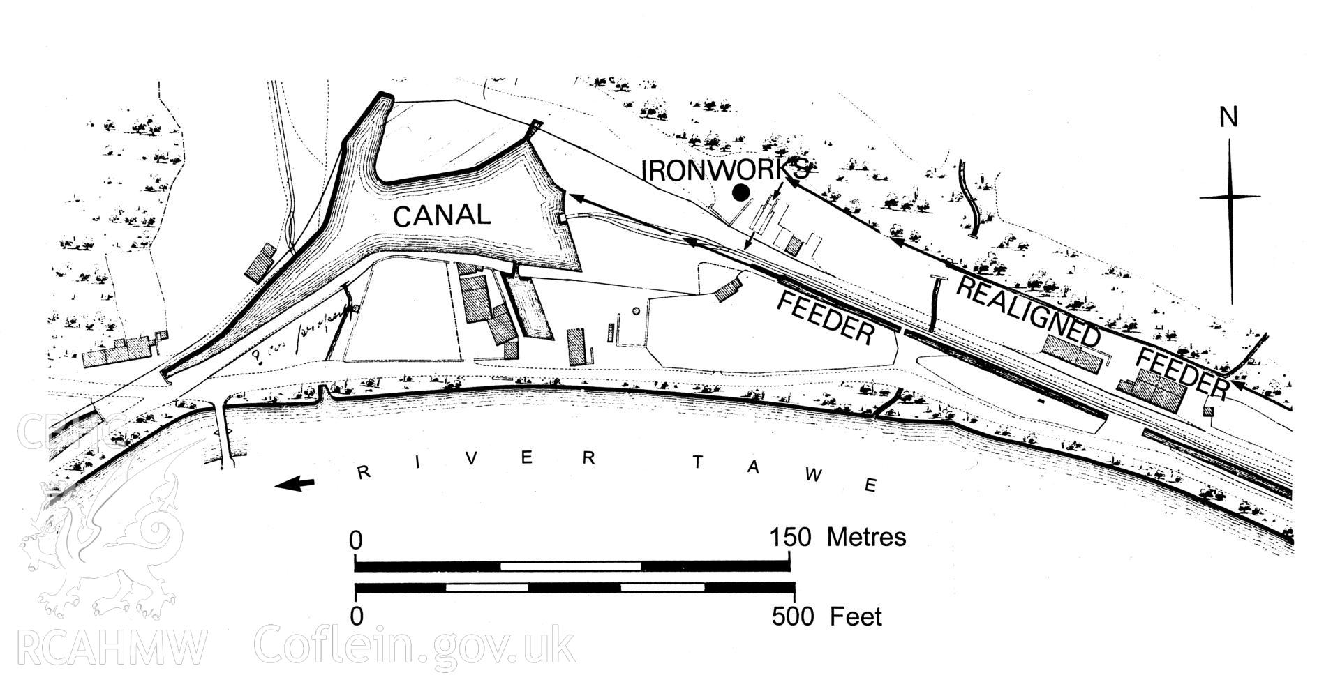 Measured plan showing Abercraf Ironworks, produced by S.R. Hughes, 1979.