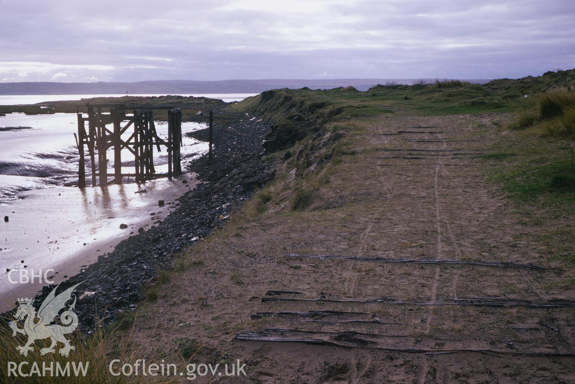 35mm colour slide of Llanelli Harbour, Loading Stage, Llanelli, Carmarthenshire, by Dylan Roberts.