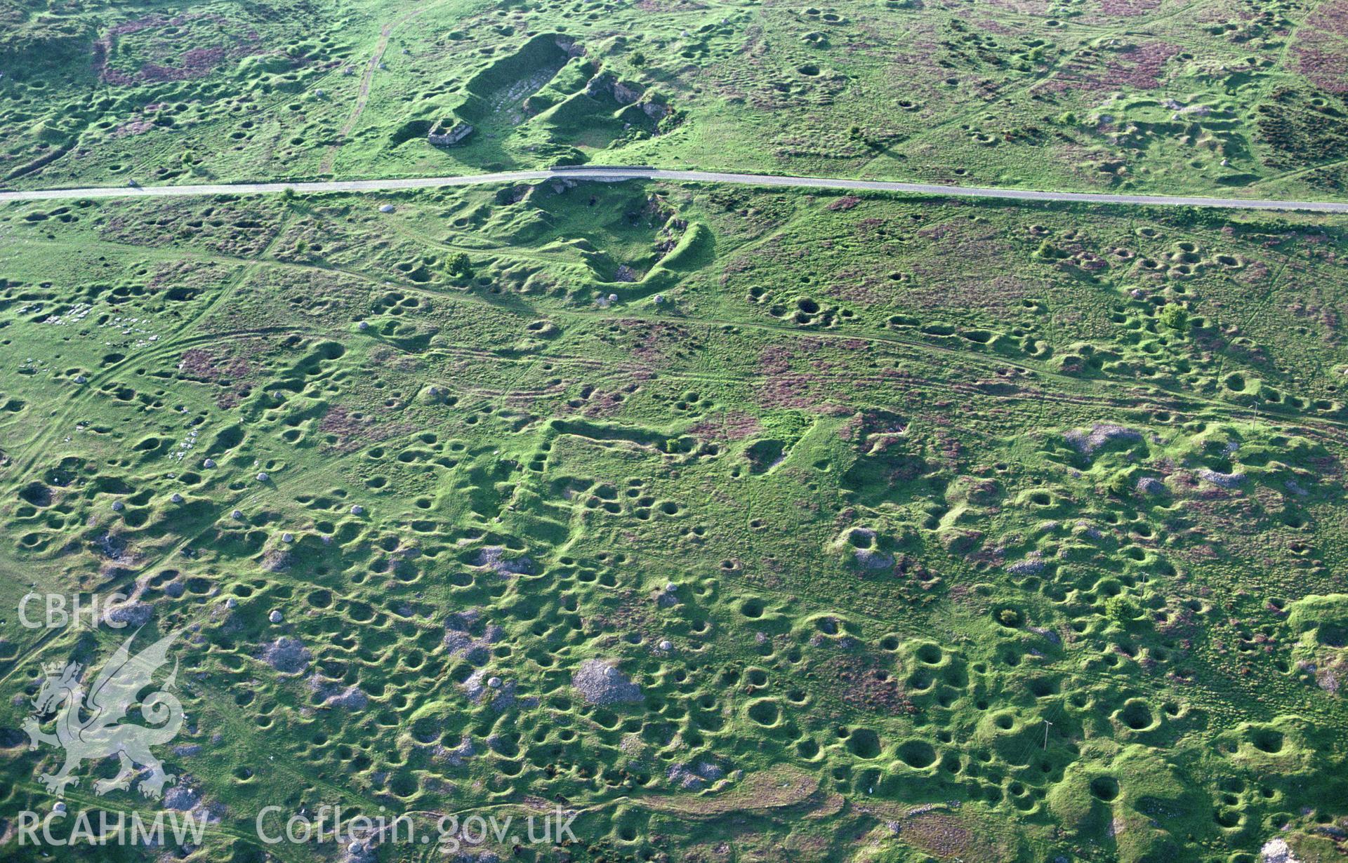 Slide of RCAHMW colour oblique aerial photograph of Halkyn Mine, taken by C.R. Musson, 21/5/1993.