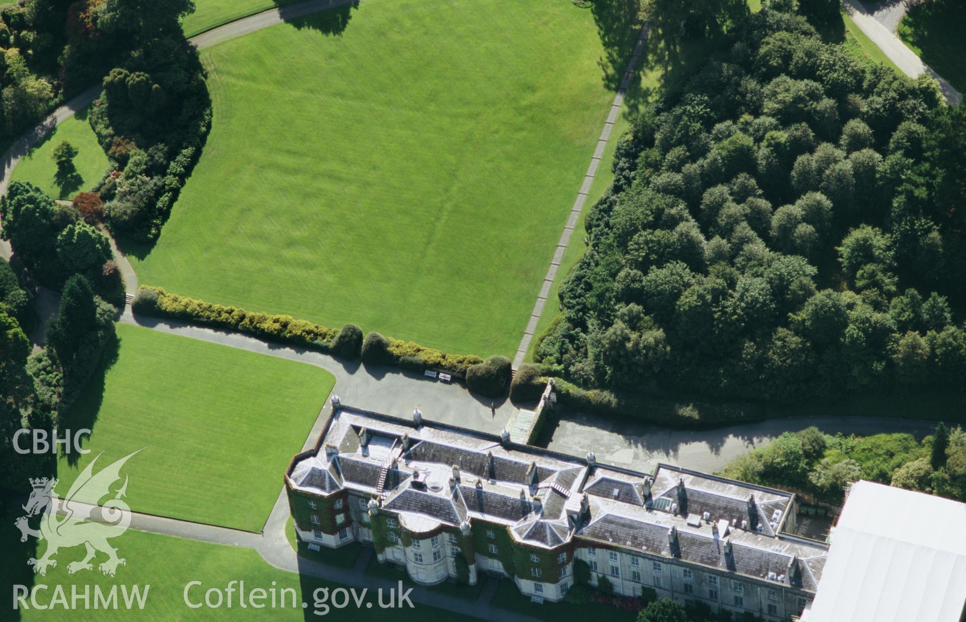 Slide of RCAHMW colour oblique aerial photograph of Plas Newydd, taken by Toby Driver, 2004.