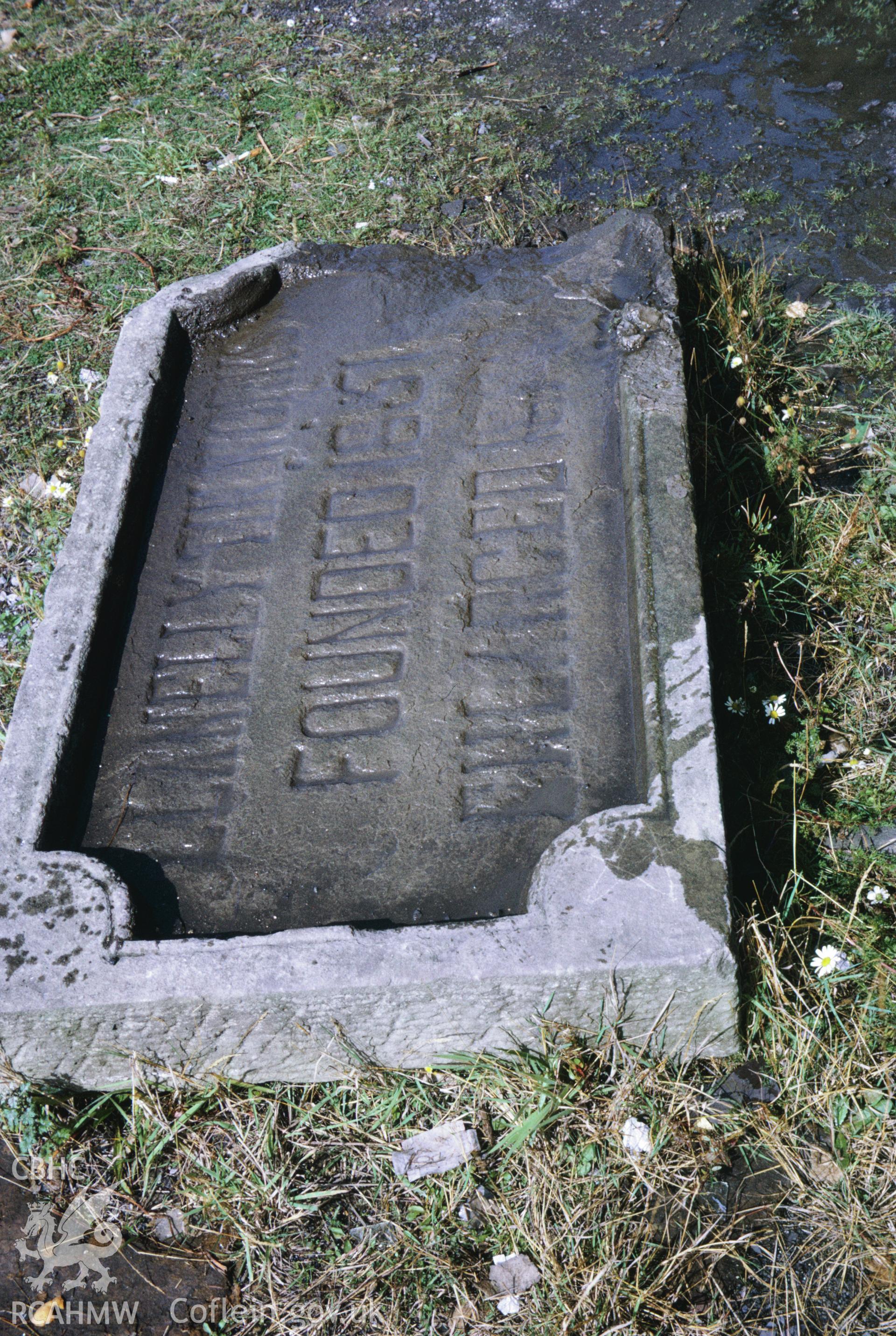 35mm slide of 1851 datestone at Morfa Tinplate Works, Llanelli, Carmarthenshire, by Dylan Roberts.