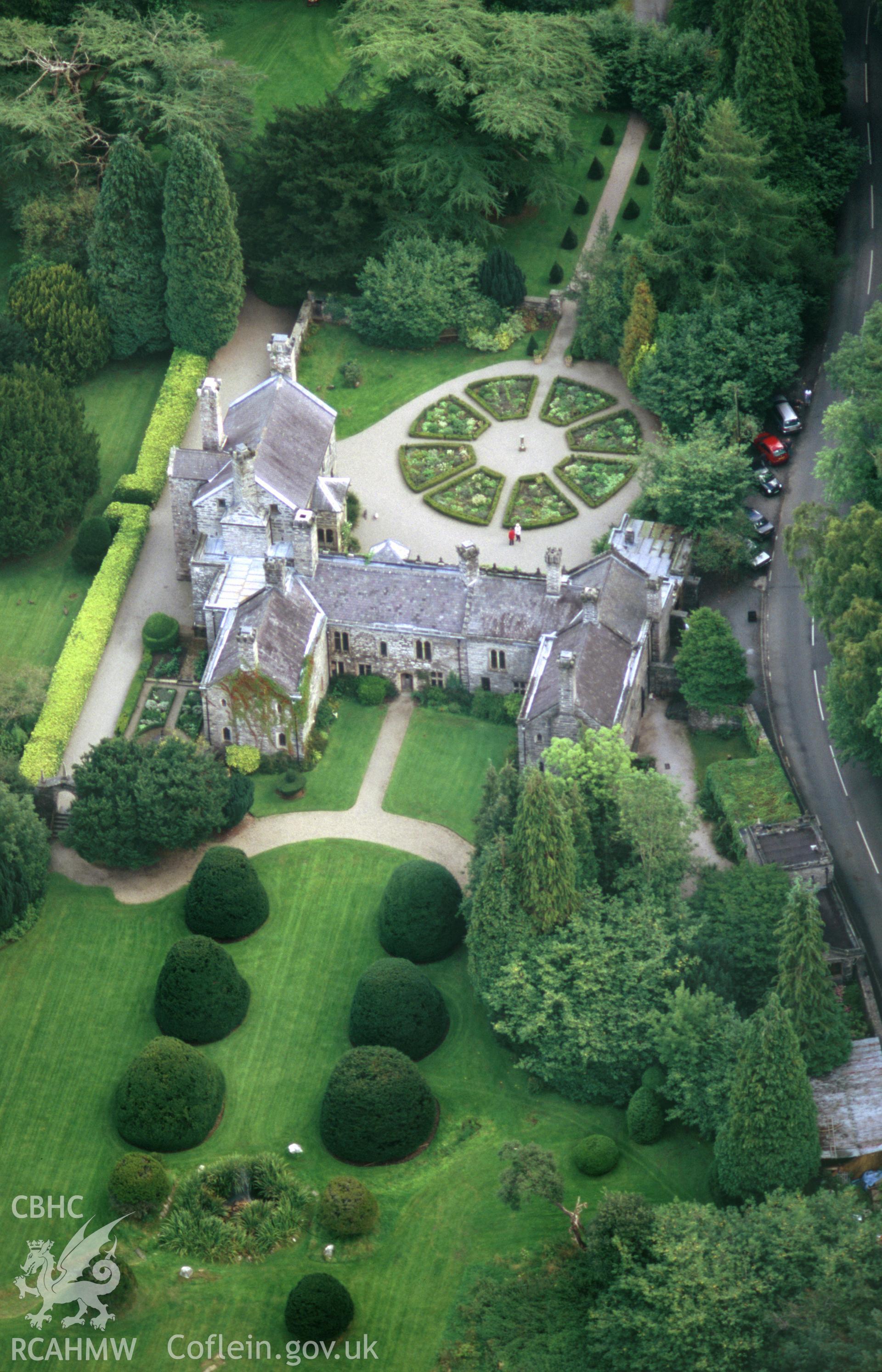 RCAHMW colour oblique aerial photograph showing Gwydir Castle, Trefriw, taken by Toby Driver 2004.