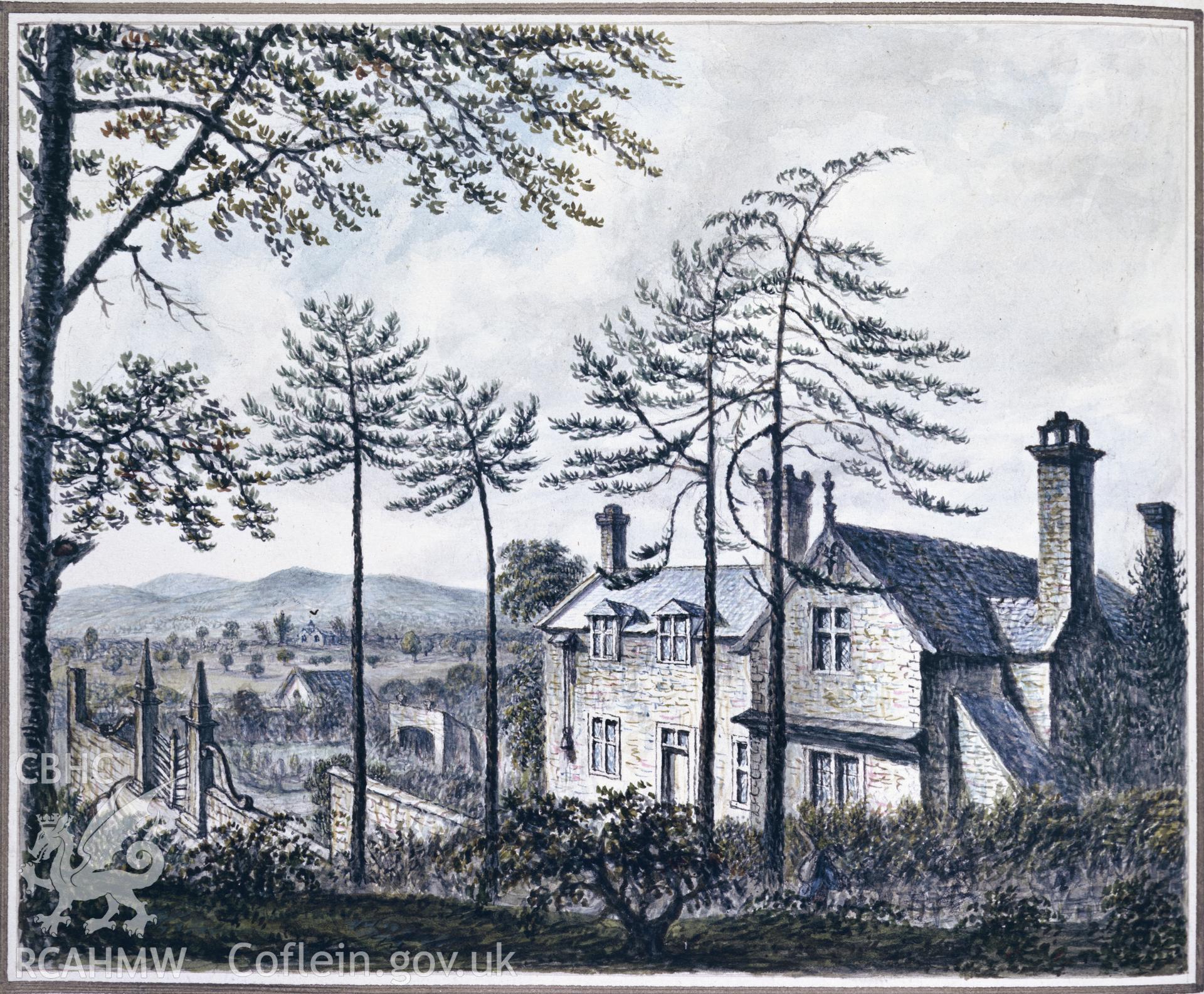 RCAHMW colour transparency showing painting  of Rhydonnen, Denbighshire, produced by John Ingleby.