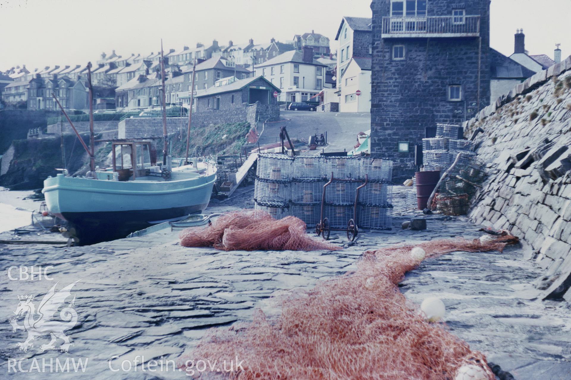 Colour 35mm slide of New Quay Harbour, Ceredigion, by Dylan Roberts.