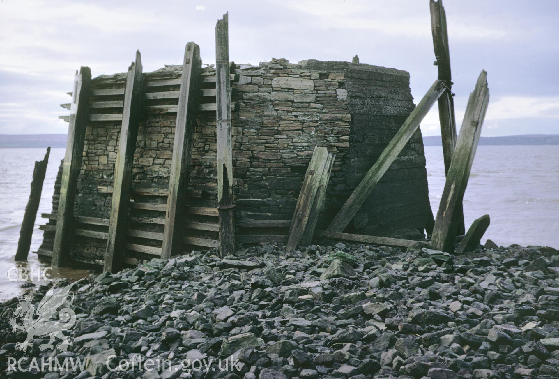35mm colour slide showing Llanelli Harbour Light, Carmarthenshire, by Dylan Roberts.