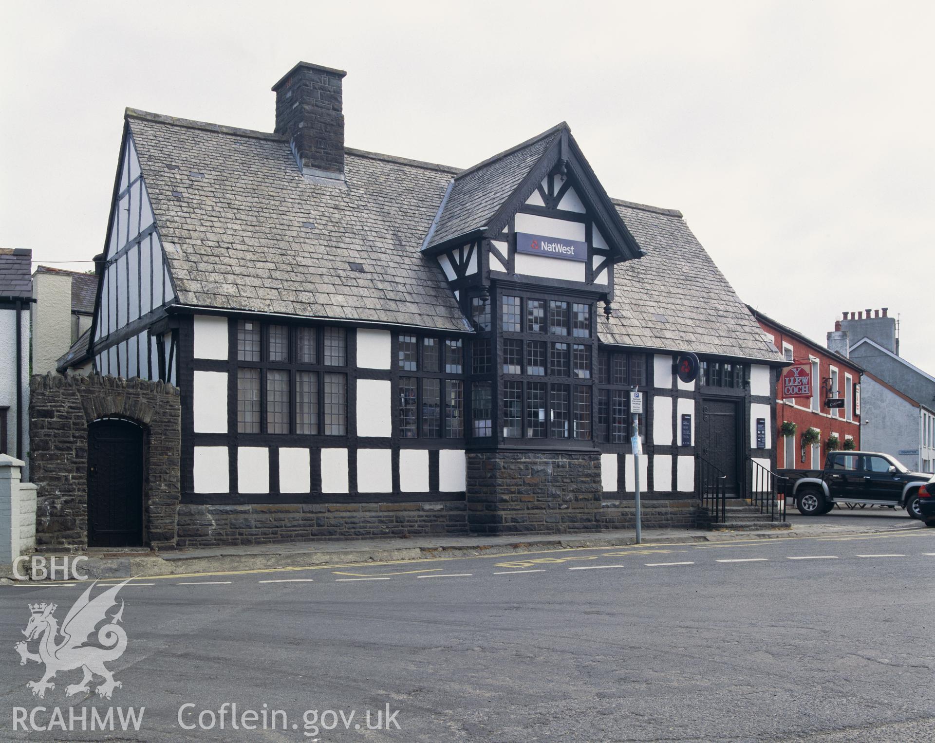 Colour transparency showing the National Westminster Bank, Tregaron taken by Iain Wright, June 2004