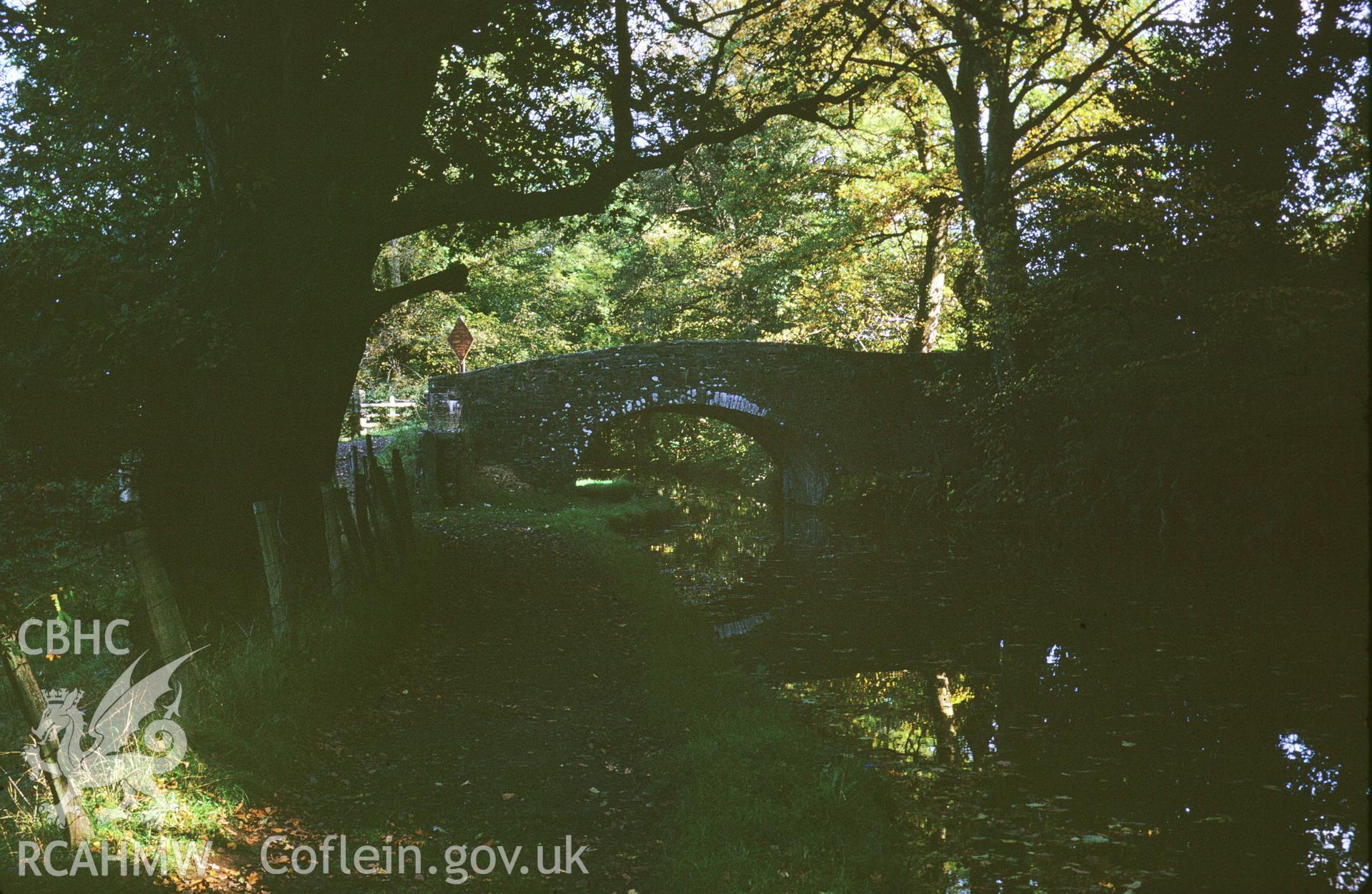 35mm colour slide showing an unidentified bridge over the Brecon and Abergavenny Canal, Breconshire by Dylan Roberts.
