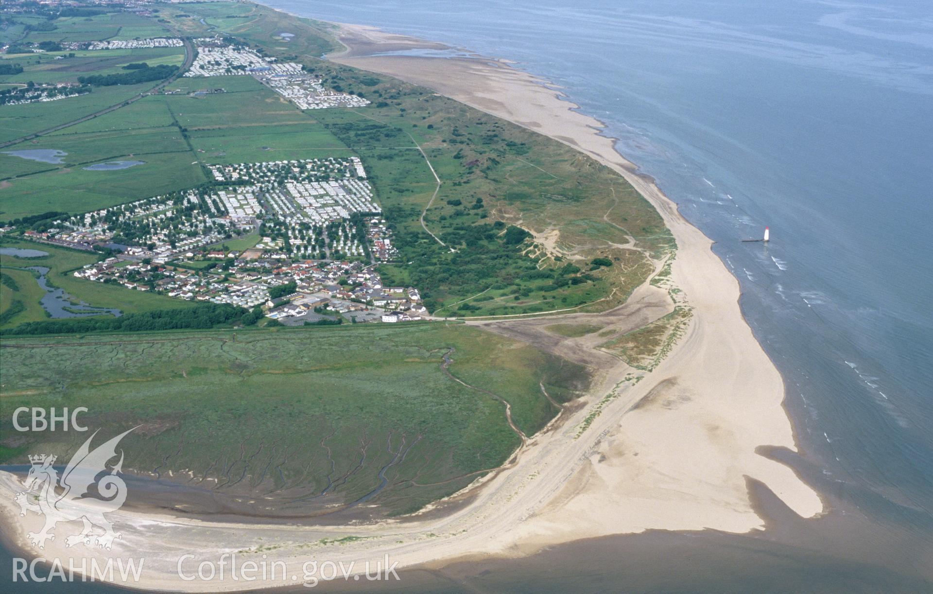 Slide of RCAHMW colour oblique aerial photograph of Point of Ayr taken by T.G. Driver, 2001.