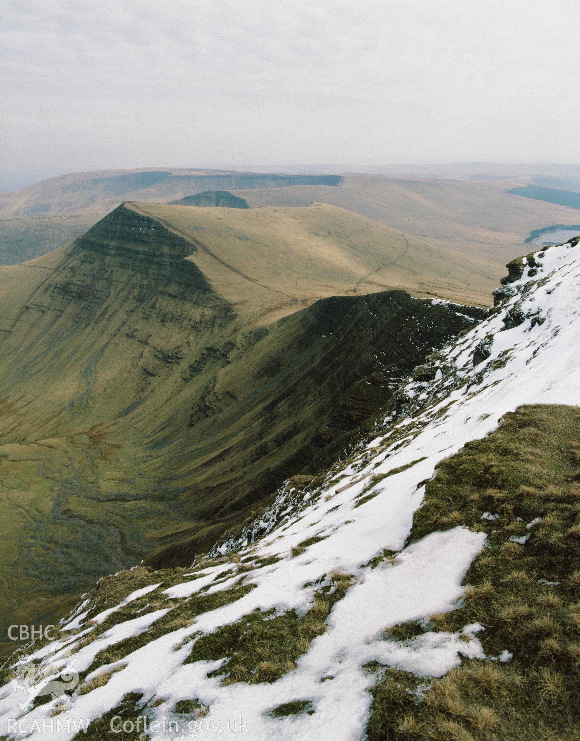 RCAHMW colour transparency showing Fan y Byg from Pen y Fan taken by I.N. Wright, 1981.