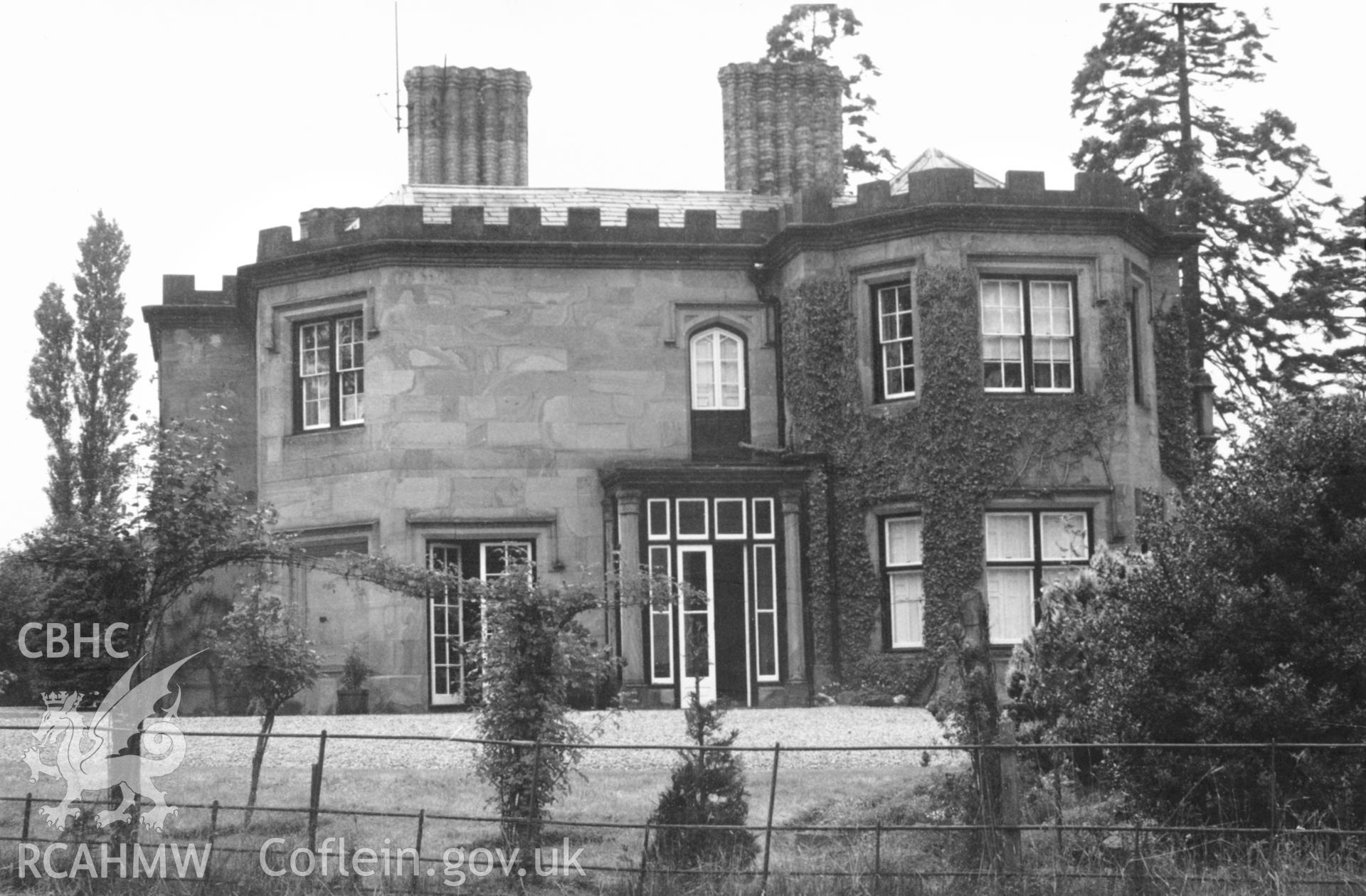 Exterior view of Preswylfa, Mold, taken by Sandra Blutman c.1968.