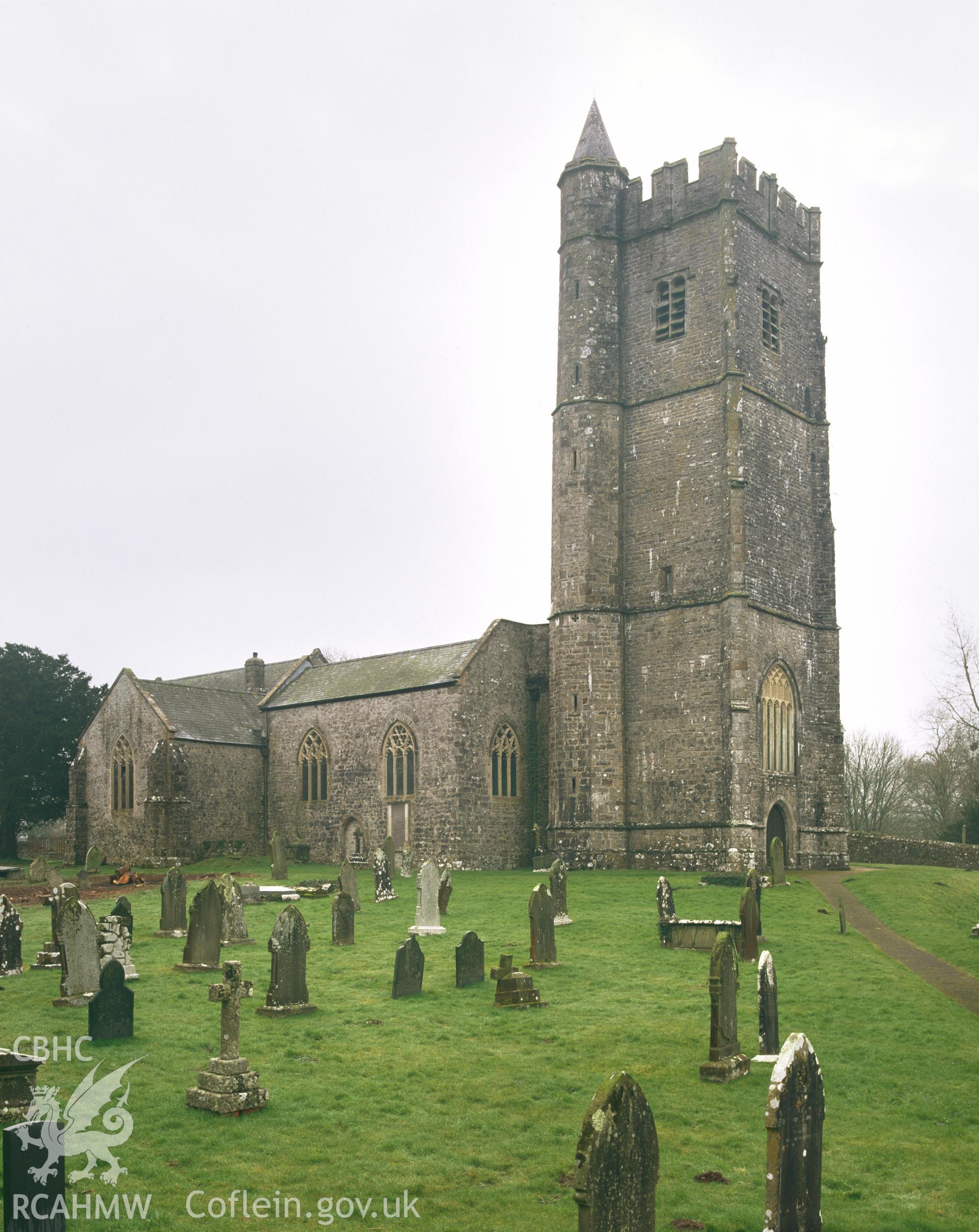 RCAHMW colour transparency showing view of St Mary's Church, Carew, taken by I.N. Wright, 2003.