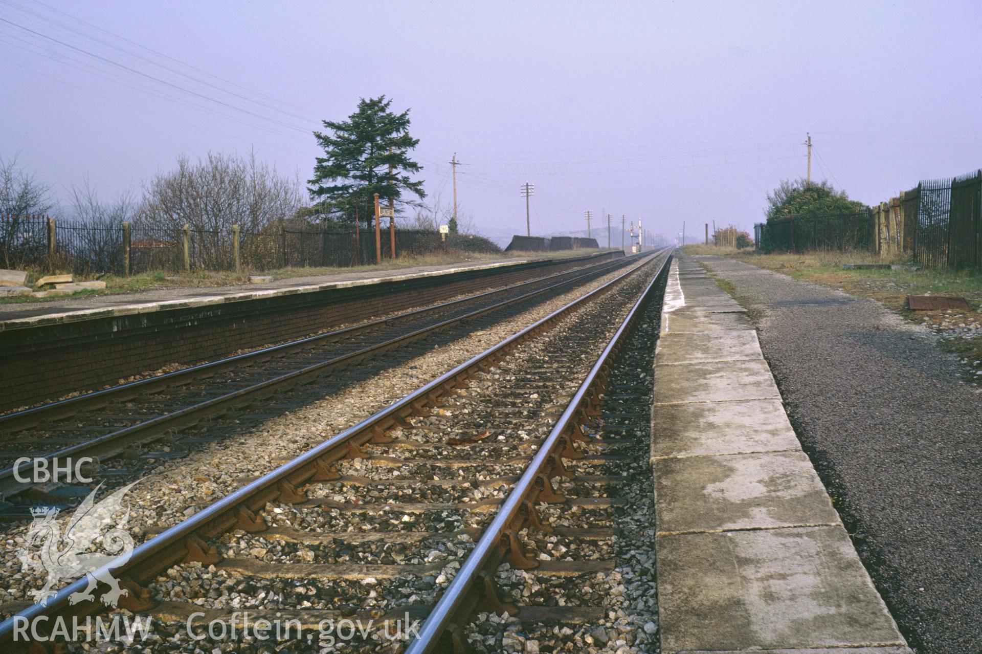 35mm slide showing site of Llangennech Railway Station (from south-west) Carmarthenshire, by Dylan Roberts.