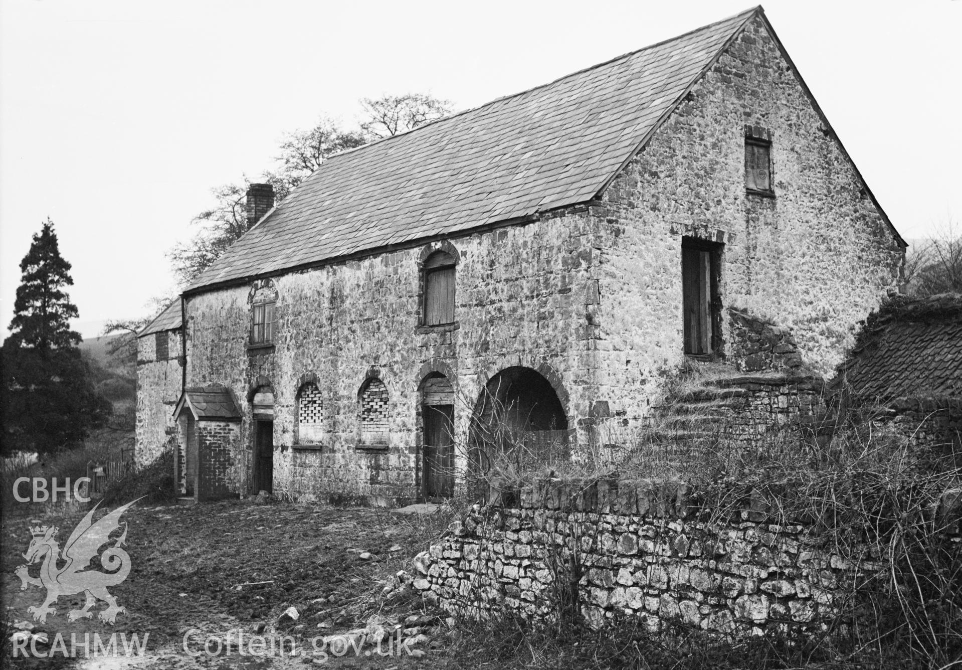 Stables at Risca House Farmstead, Risca; one black and white photograph taken by E.G. Holt, 1960.